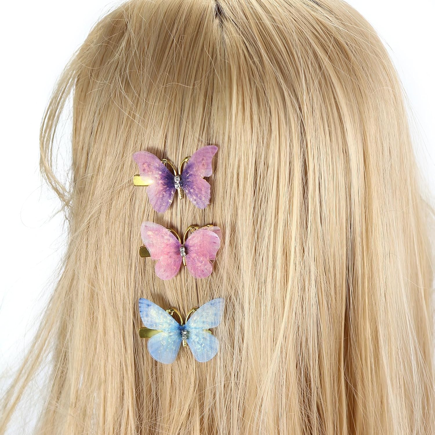 12 pinzas decorativas de mariposa para el cabello para adolescentes, accesorios para el cabello de niñas hechas a mano para cabello fino, pequeñas