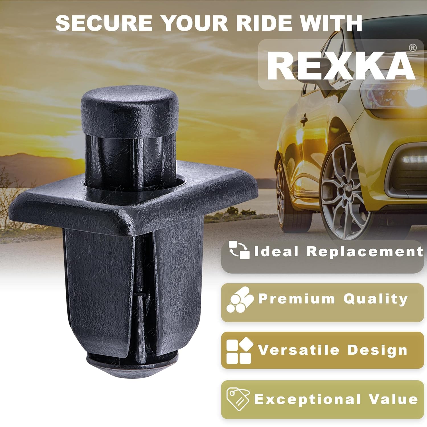 Rexka 30 clips de retención tipo empuje de rejilla de carenado para Nissan 66814-01G00 Pick-Ups 300ZX, recogida de cuerpo duro, Pathfinder, Sentra