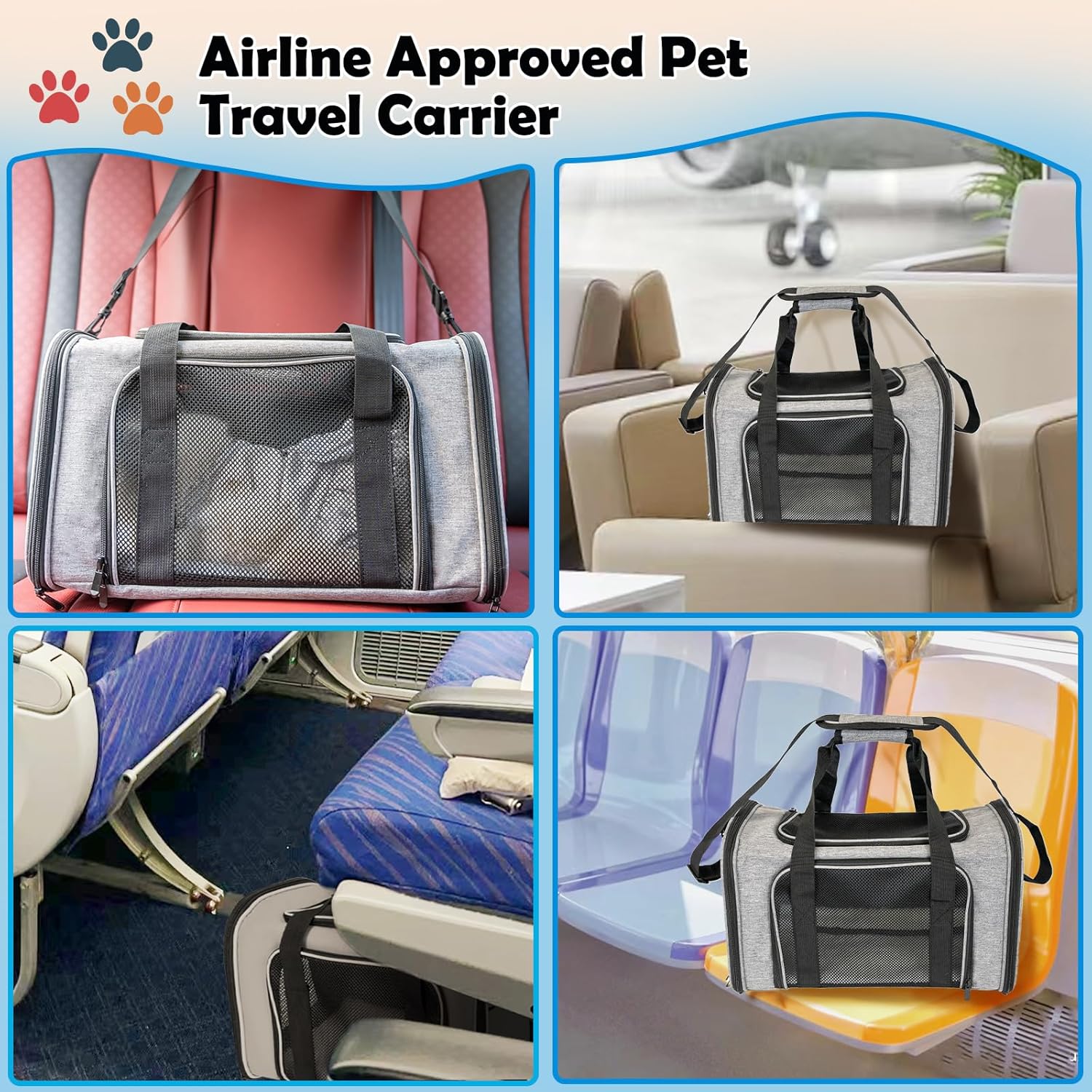 Top tasta Transportador de mascotas para gatos pequeños, medianos y grandes, transportador de lados suaves, portátil, plegable, aprobado por