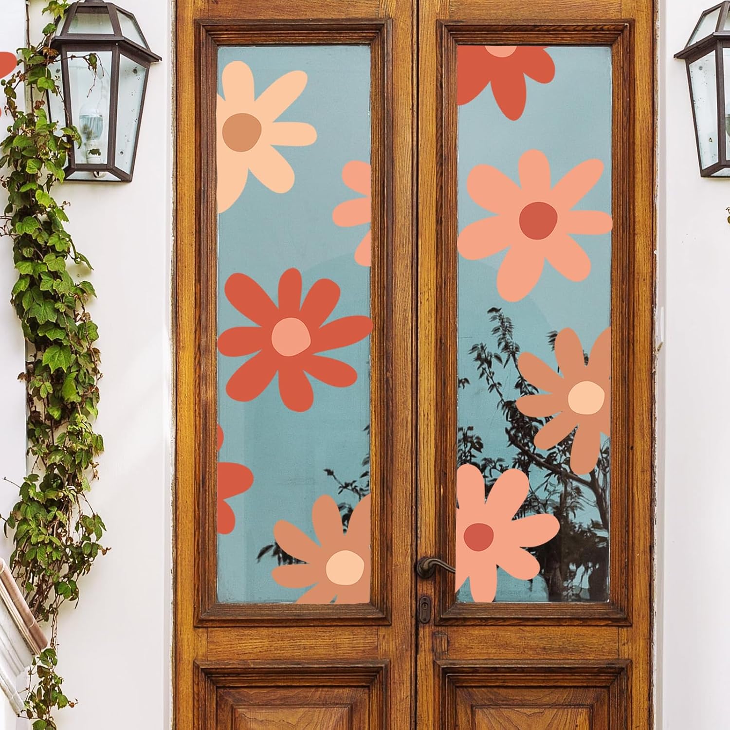 Calcomanías de pared de margaritas, calcomanías de pared bohemias, arte de pared floral, calcomanías de flores de margaritas coloridas para niños,