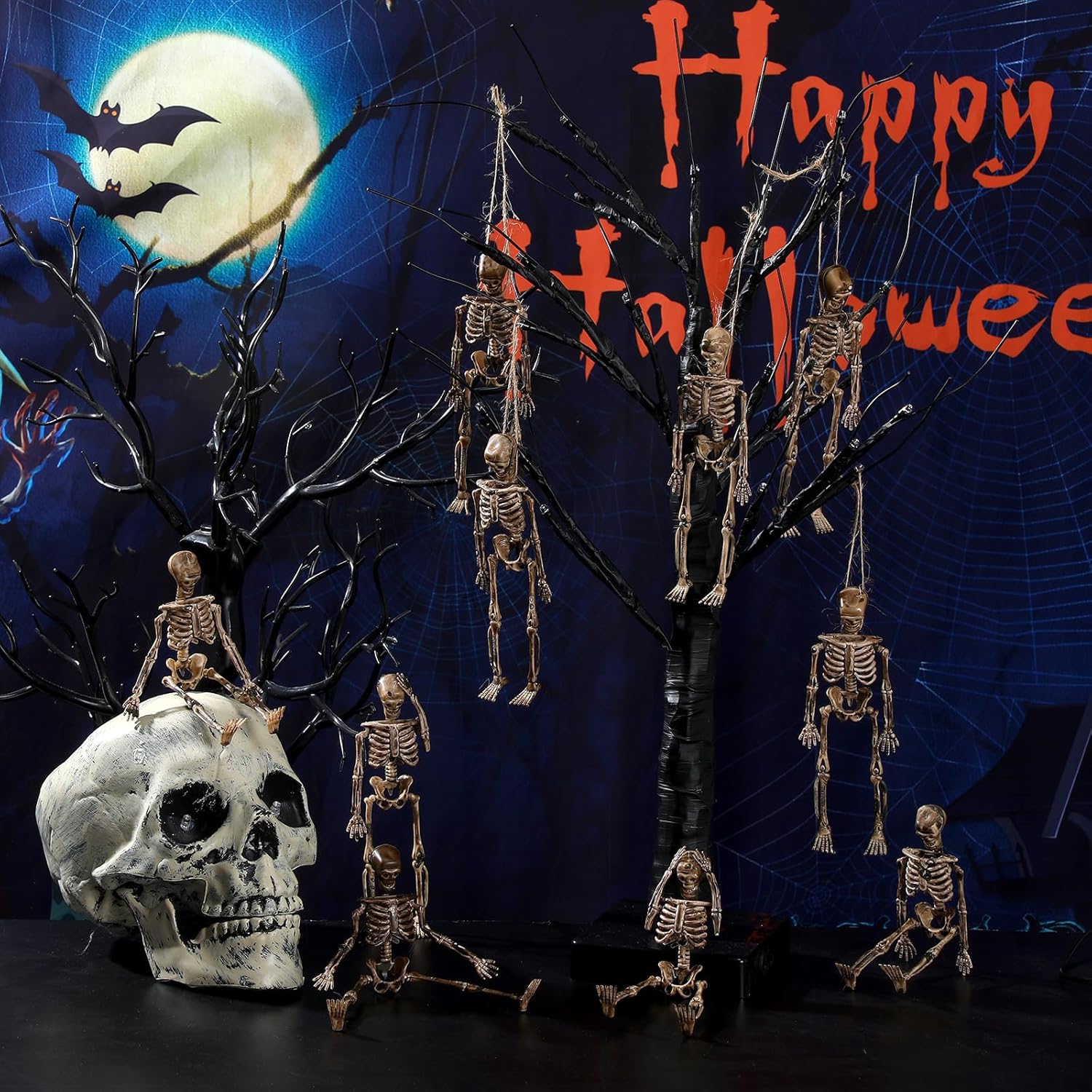 24 piezas de decoración de esqueleto de Halloween de 5.75 pulgadas, decoración de esqueleto de cuerpo completo de plástico, mini esqueleto pequeño,