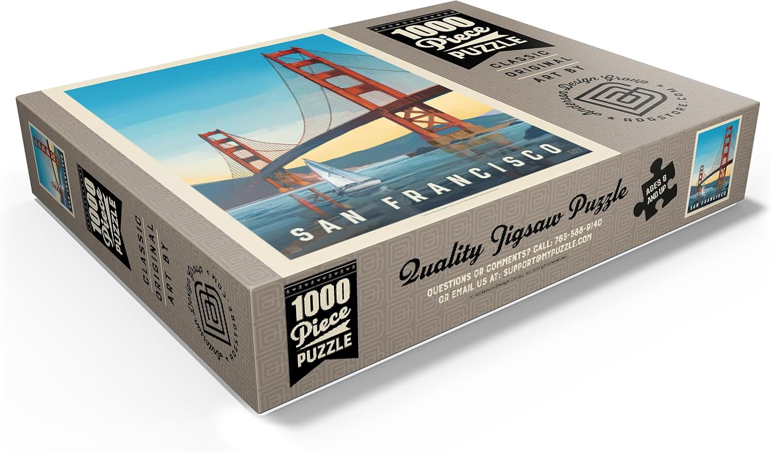 MyPuzzle San Francisco Under The Golden Gate, póster vintage, rompecabezas prémium de 1000 piezas para adultos