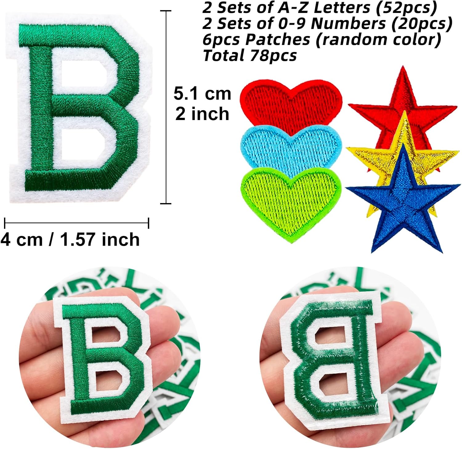Parches para planchar con letras y números para ropa, parches bordados de 2 pulgadas con letras del alfabeto de la A a la Z y apliques de 0-9 para