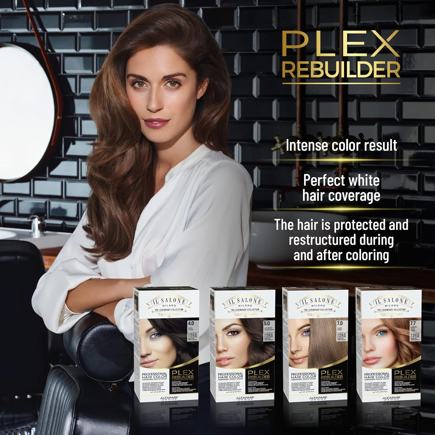 Il Salone Milano Plex Rebuilder – Crema permanente para el cabello, color rubio chocolate oscuro 6.77, kit profesional de tinte para el cabello para