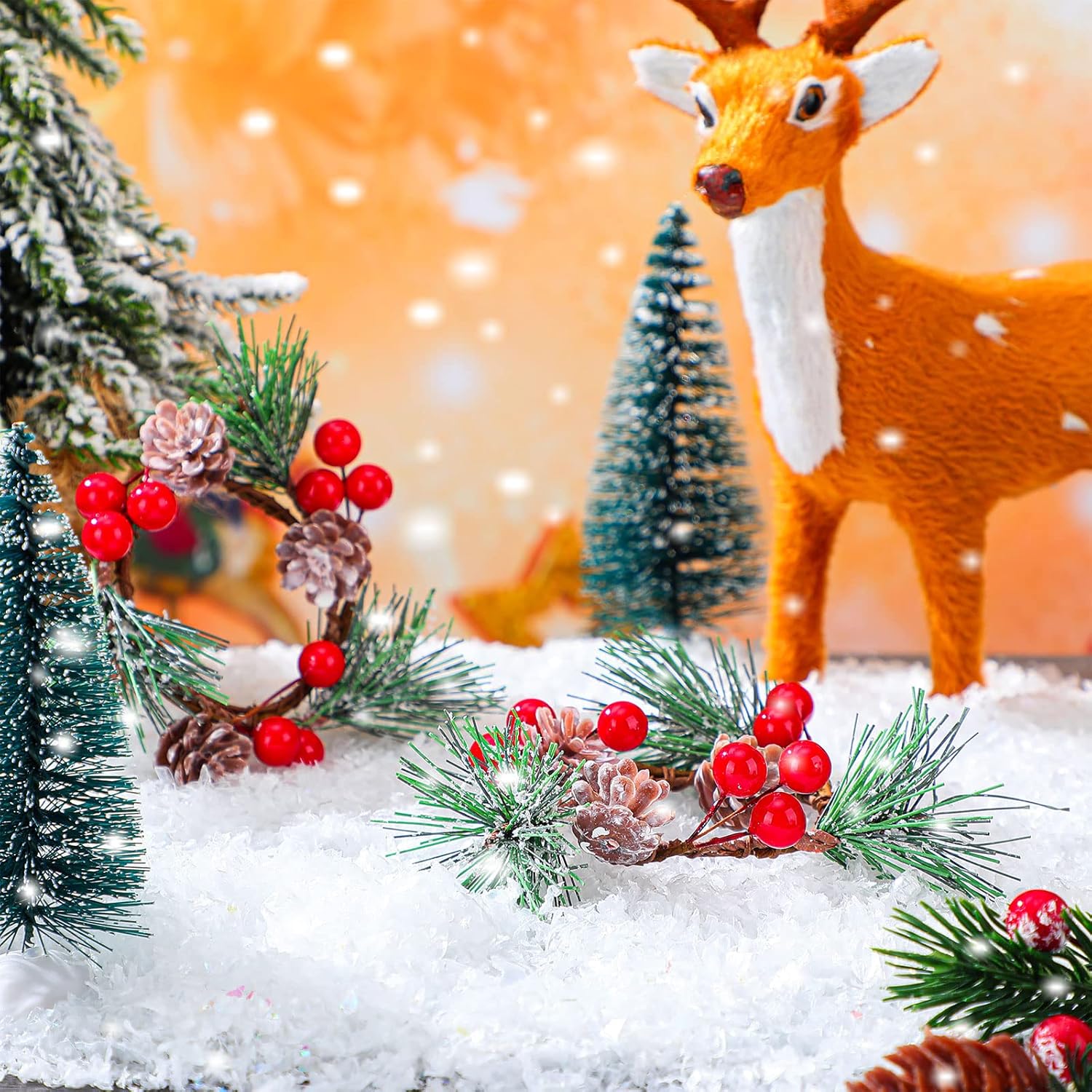 Hungdao Relleno de polvo de nieve artificial de invierno, copos de nieve falsos, decoración de nieve para manualidades, nieve brillante para