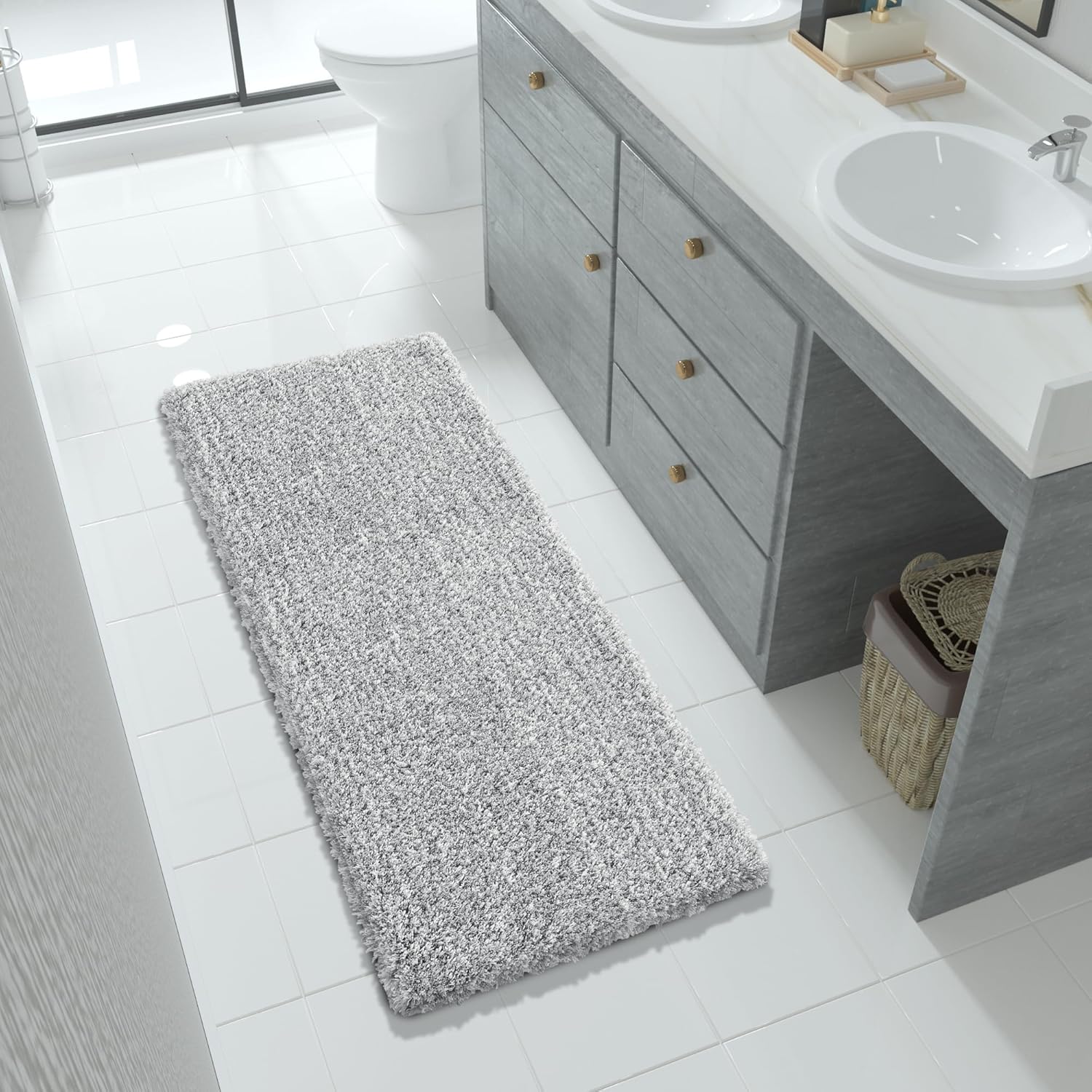 Yimobra Alfombra de baño esponjosa, mullida, suave, cómoda, antideslizante, absorbe el agua, microfibra, secado rápido, lavable a máquina, gruesas,