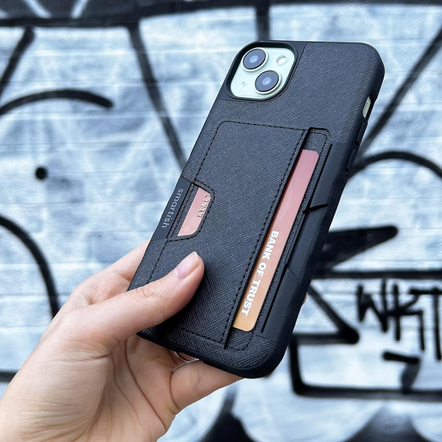 Smartish Funda tipo cartera para iPhone 15  Wallet Slayer Vol. 2 delgada + protectora tarjetero con función atril  Funda de ranura oculta probada