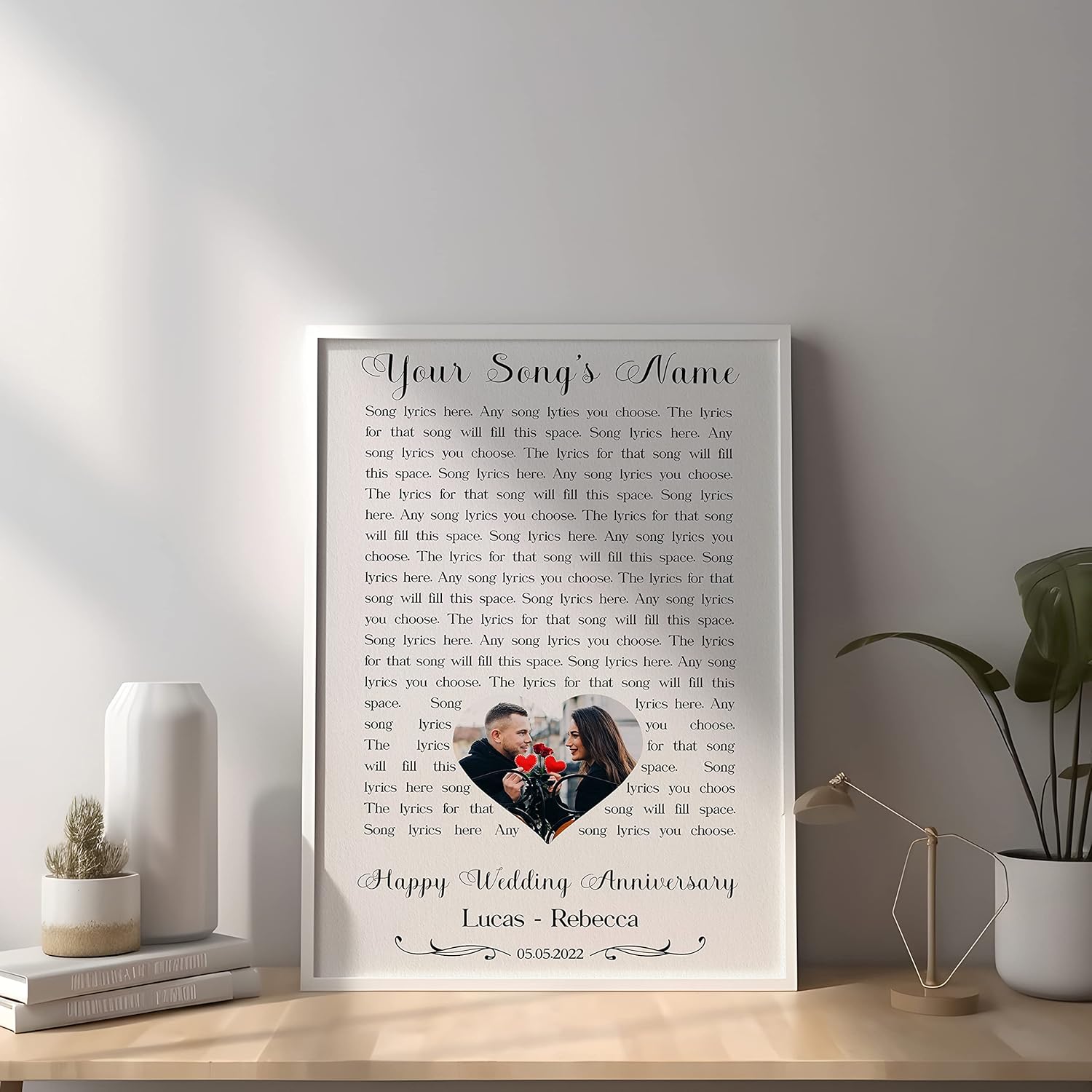 Póster personalizado impreso con texto en inglés Our Song, marco de aniversario, marco, esposa, decoración de pared, baile de boda, lienzo, canción