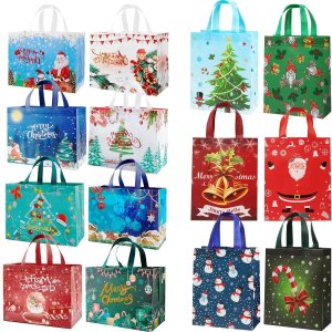 YANGTE Paquete de 32 bolsas de regalo de Navidad de varios tamaños, 14 estilos reutilizables con asa, incluye 8 grandes 24 bolsas pequeñas de YANGTE Paquete de 32 bolsas de regalo de Navidad de varios tamaños, 14 estilos reutilizables con asa, incluye 8 grandes 24 bolsas pequeñas de