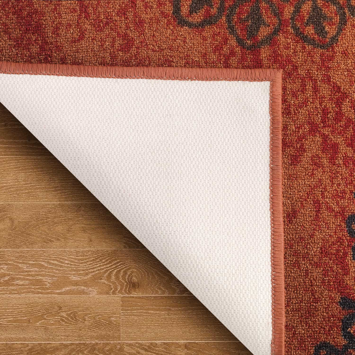 Antep Rugs Alfombras modernas florales 2 x 4 antideslizantes (antideslizante) de perfil bajo con respaldo de goma para cocina (marrón óxido, 2 pies