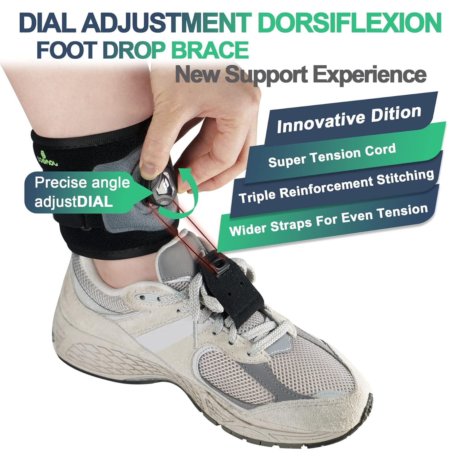 Soporte de pie con carrete de ajuste dorsiflexión, soporte de pie para levantamiento de pies para caminar con zapatos para caída de pie por ALS, MS,