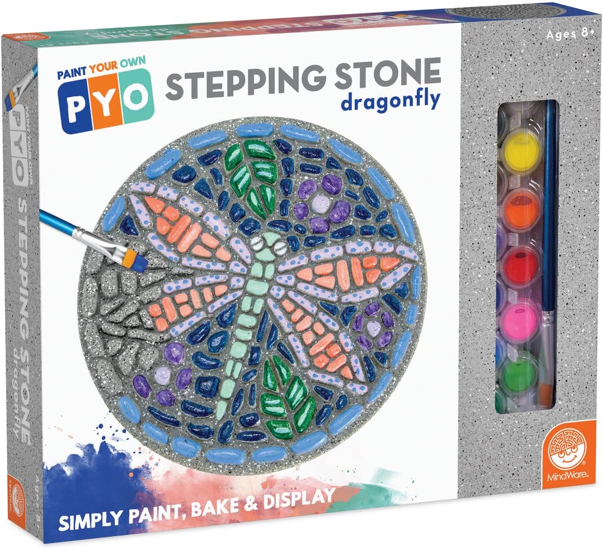 MindWare Pinta tu propia piedra escalonada libélula – Pinta tus propias piedras de paso para niños. El kit de manualidades incluye pintura, pinceles