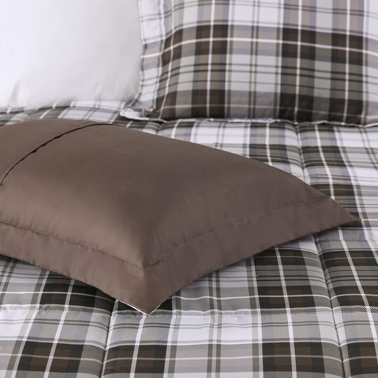 Madison Park Essentials Parkston – Edredón a cuadros, funda a juego, funda de liberación de manchas Scotchguard 3M, hipoalergénico para todas las