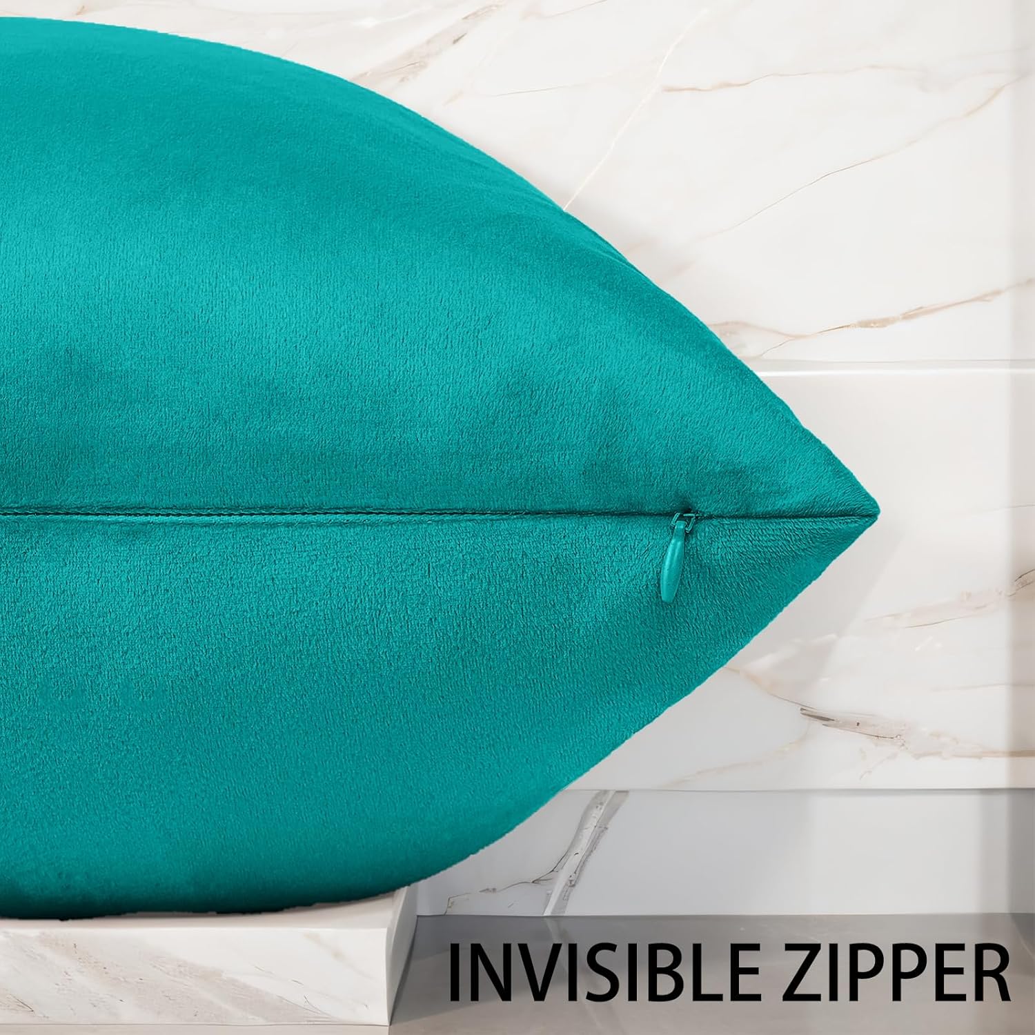 Juego de 2 fundas de almohada de terciopelo de 20 x 20 pulgadas para sofá, fundas de almohada decorativas acogedoras color verde azulado de 20 x 20
