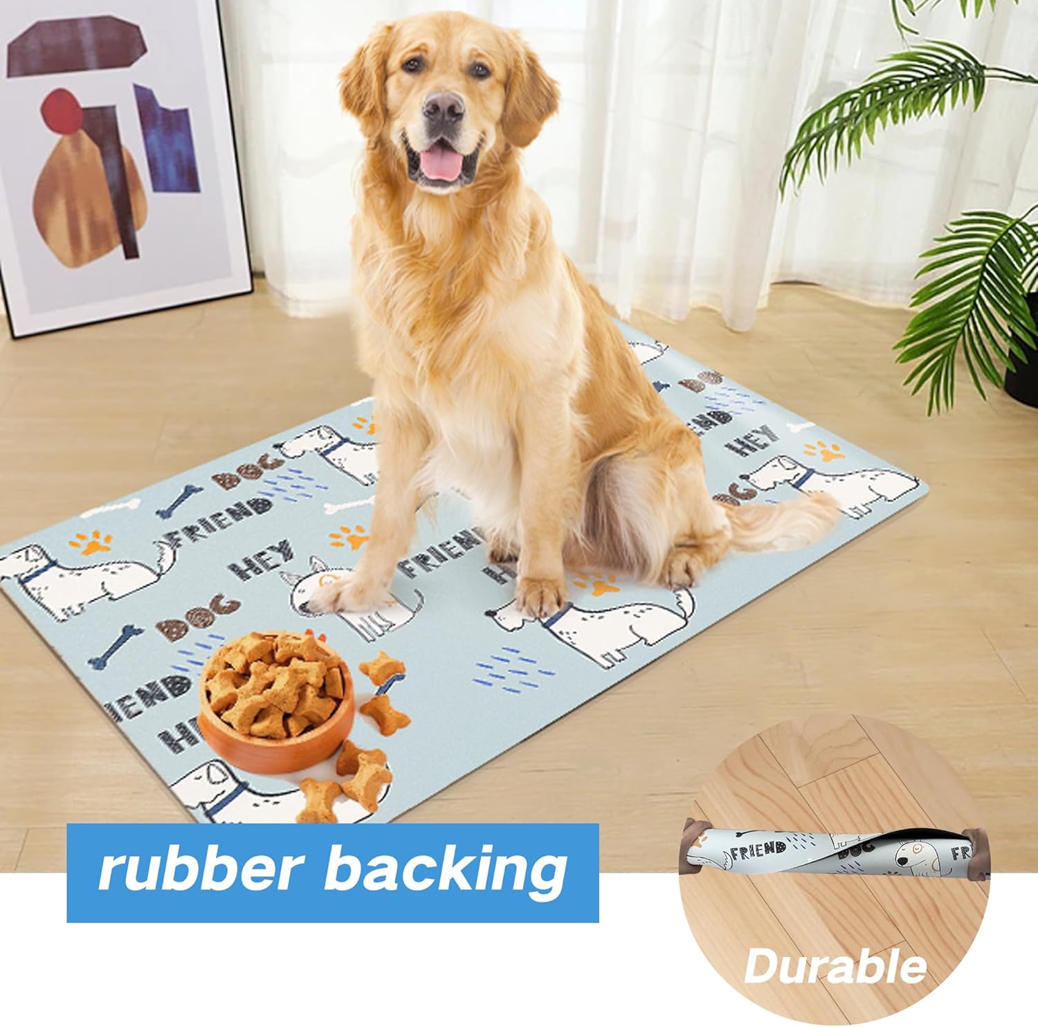 Alfombrilla de alimentación para mascotas, tapete absorbente para alimentos y agua, sin manchas, de secado rápido, dispensador de agua para perros