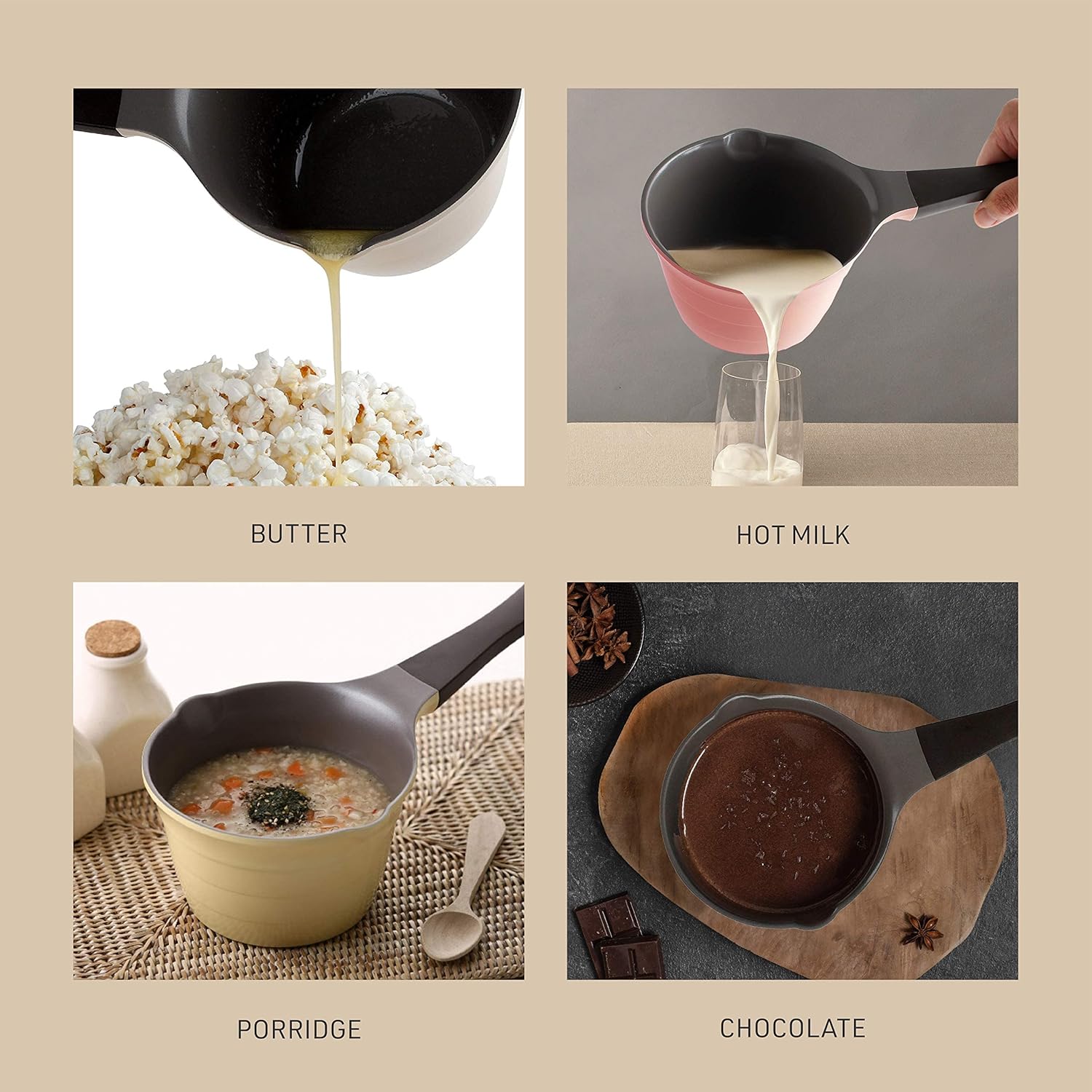 Neoflam Cacerola de 1 cuarto de galón, calentador de mantequilla para hervir, olla de fusión, revestimiento antiadherente de cerámica saludable