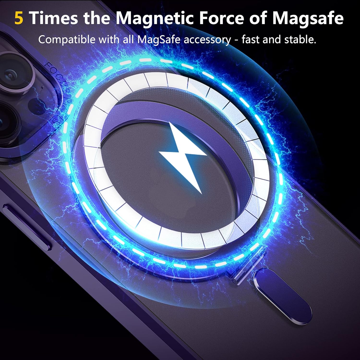 Funda para iPhone 13 y iPhone 14 con soporte magnético invisible compatible con MagSafe translúcido mate iPhone 13 y 14 de 6.1 pulgadas con soporte