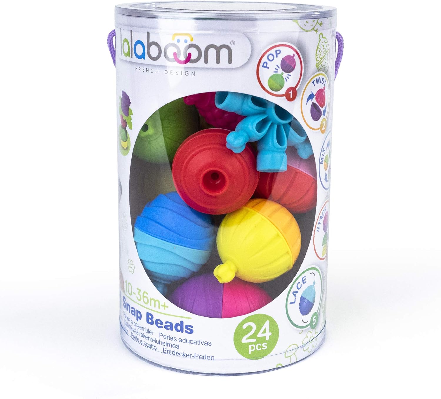 24 piezas de cuentas para bebés y niños pequeños, juguete educativo Montessori de construcción STEM de 10 meses a 3 años – BL200