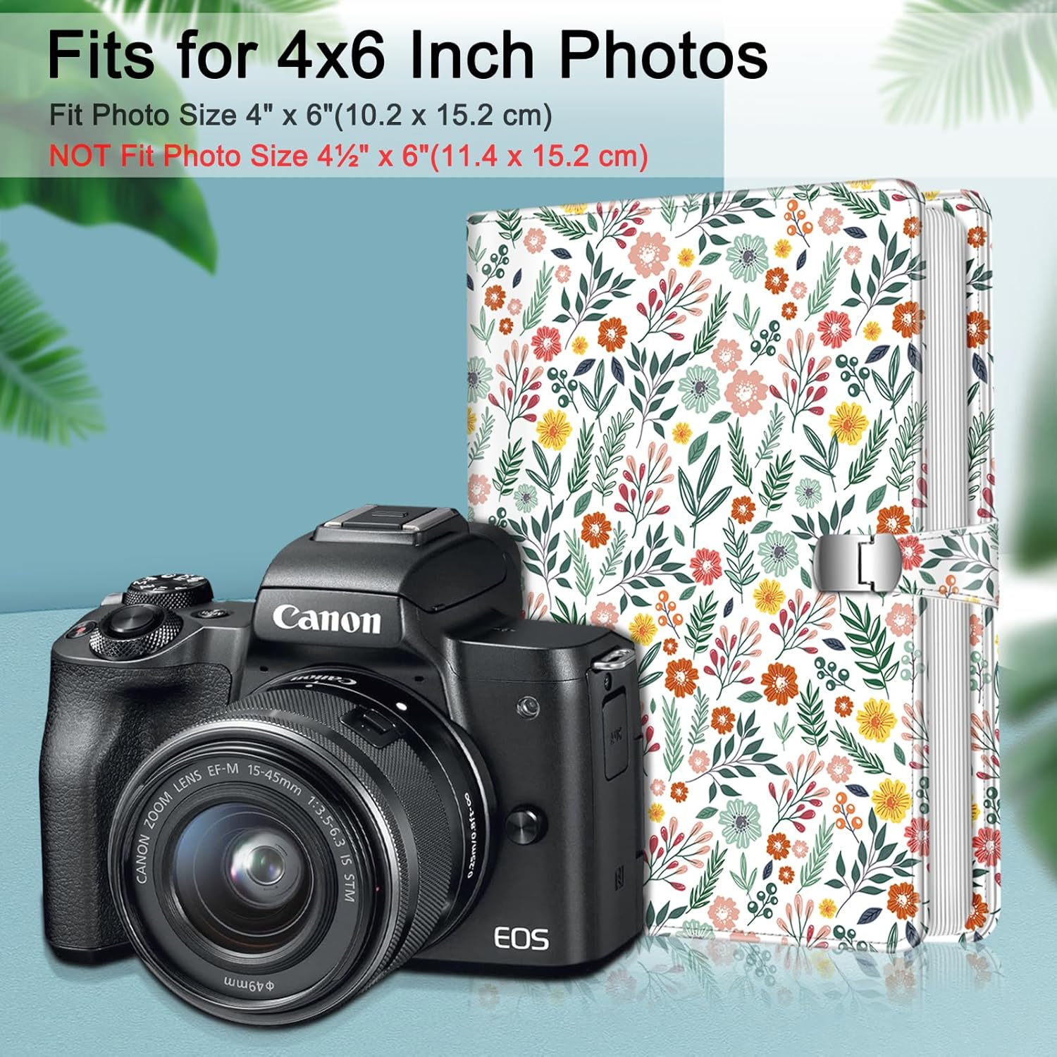 Fintie Álbum de fotos de 4 x 6  112 fotos con cubierta de cuero vegano premium con cierre a presión, álbumes de fotos de cartera portátil