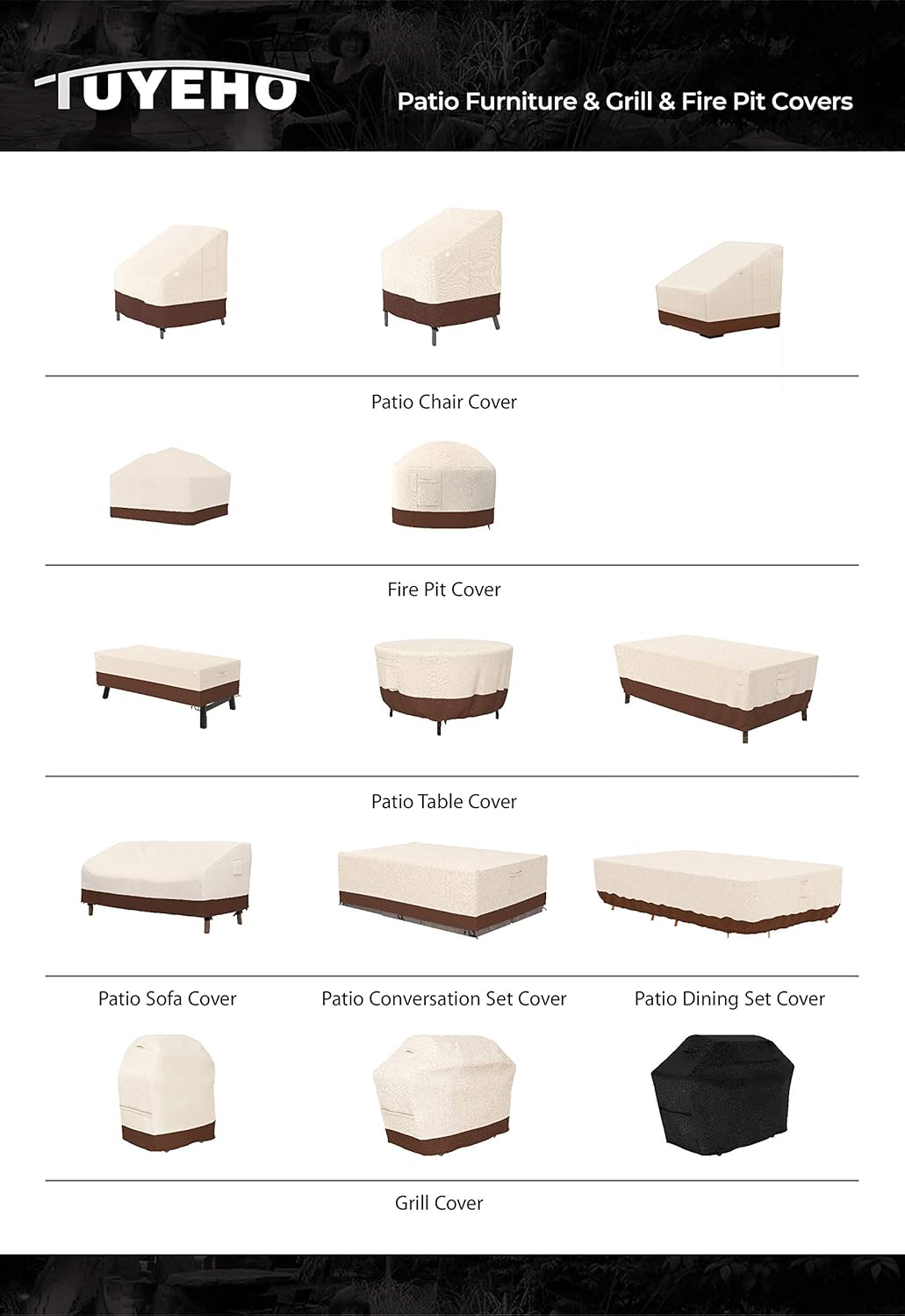Tuyeho Funda redonda para muebles de patio, tela Oxford duradera para mesa redonda para exteriores, impermeable, resistente a los rayos UV y a los