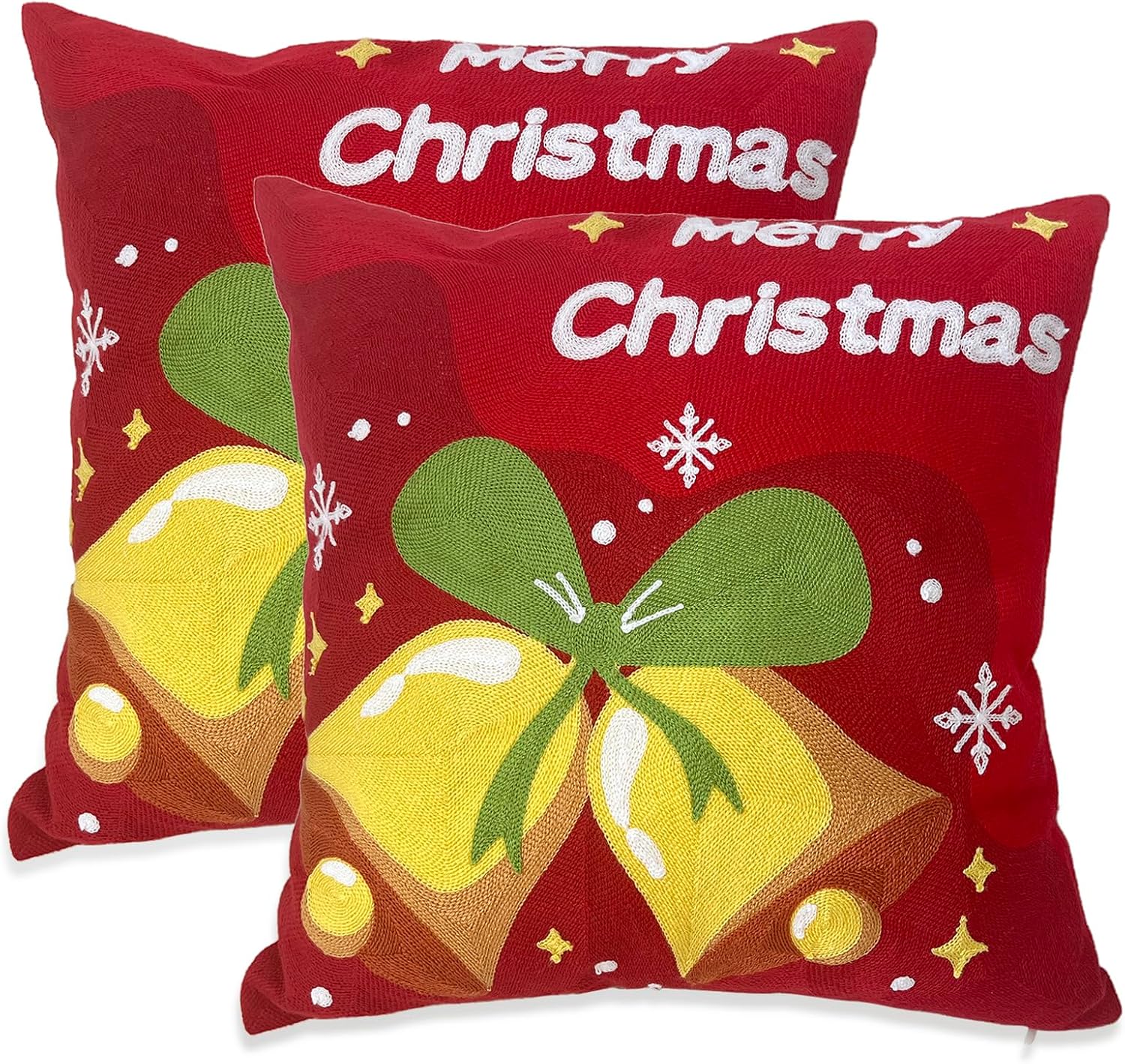PerseveranceTrade – Juego de 2 fundas de almohada bordadas de 18 x 18 pulgadas, fundas de almohada cuadradas, fundas de almohada de Navidad, fundas