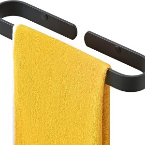 Toallero de baño de 11.8 pulgadas, soporte para toallas de mano negro mate para baño, montado en la pared, encimera, toallero de cocina Toallero de baño de 11.8 pulgadas, soporte para toallas de mano negro mate para baño, montado en la pared, encimera, toallero de cocina