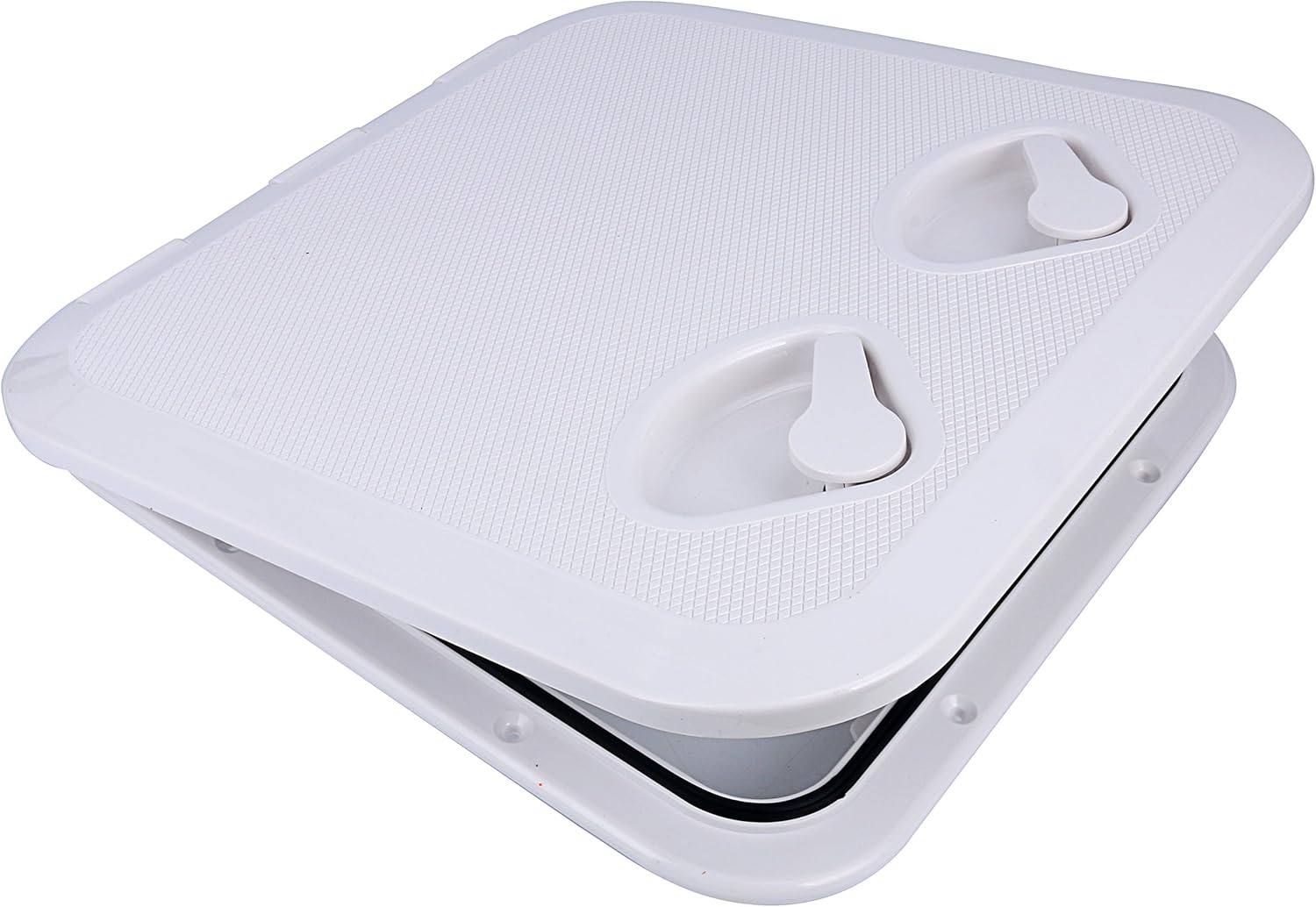 Amarine Made Escotilla de cubierta marina, escotilla de acceso para cubierta de barco y tapa 14-12 “x 14-58” – Blanco – 14.567 inx14.764 in