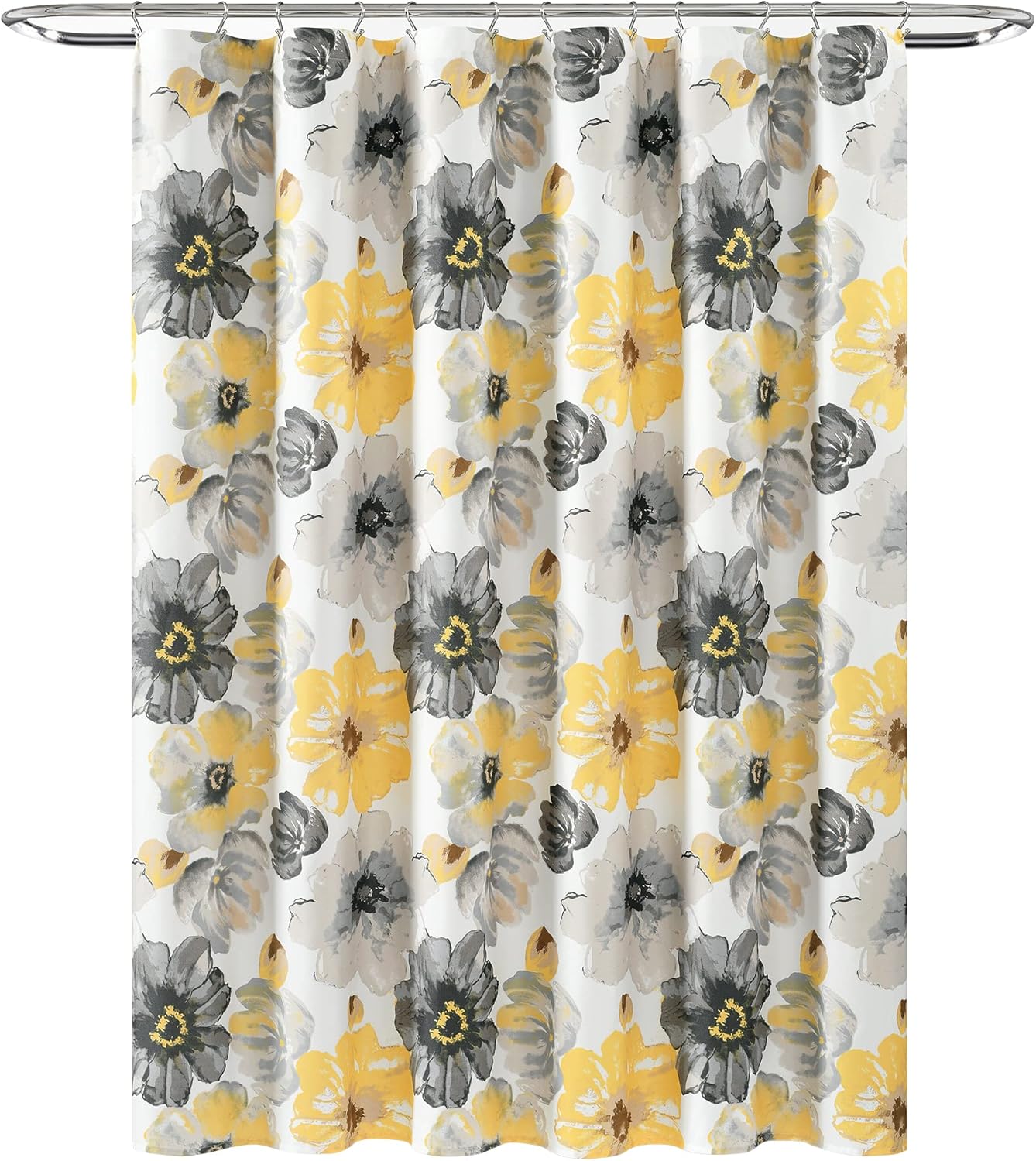 Lush Decor Leah Cortina de ducha, 72 pulgadas de ancho x 78 pulgadas de largo, amarillo y gris
