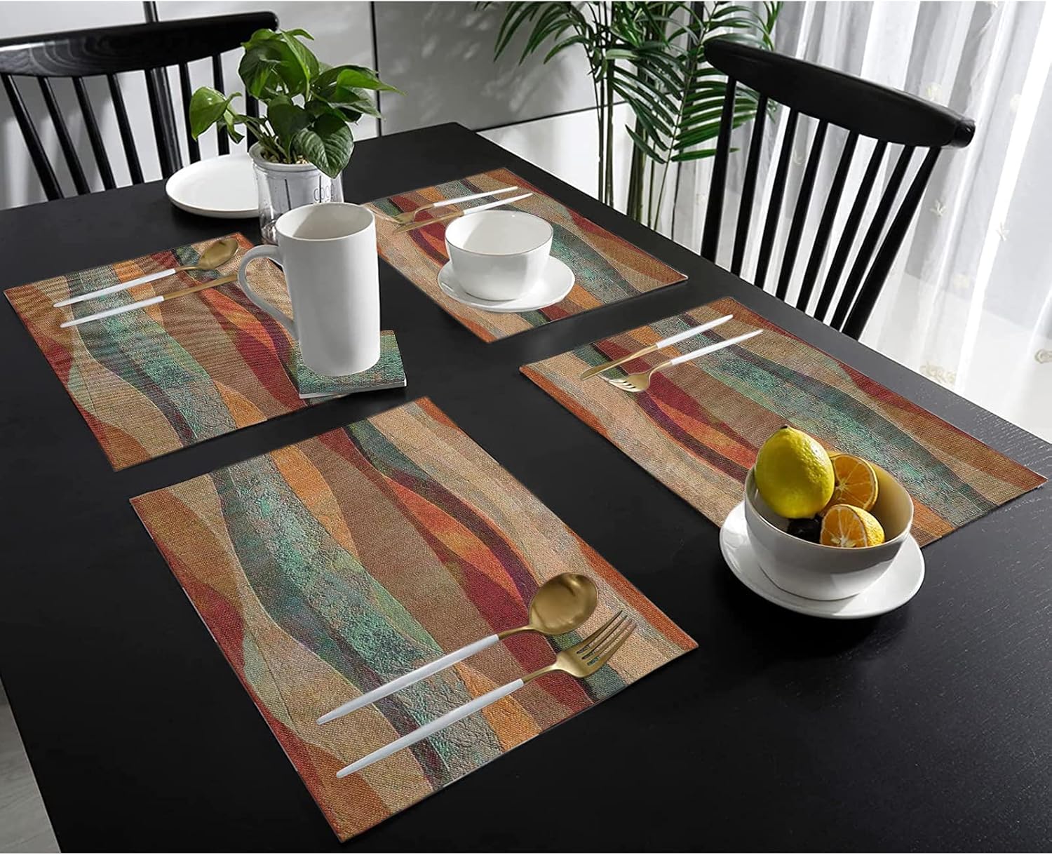 Juego de 4 manteles individuales, diseño de travertino del suroeste de Arizona, arenisca, antideslizantes, resistentes al calor, manteles