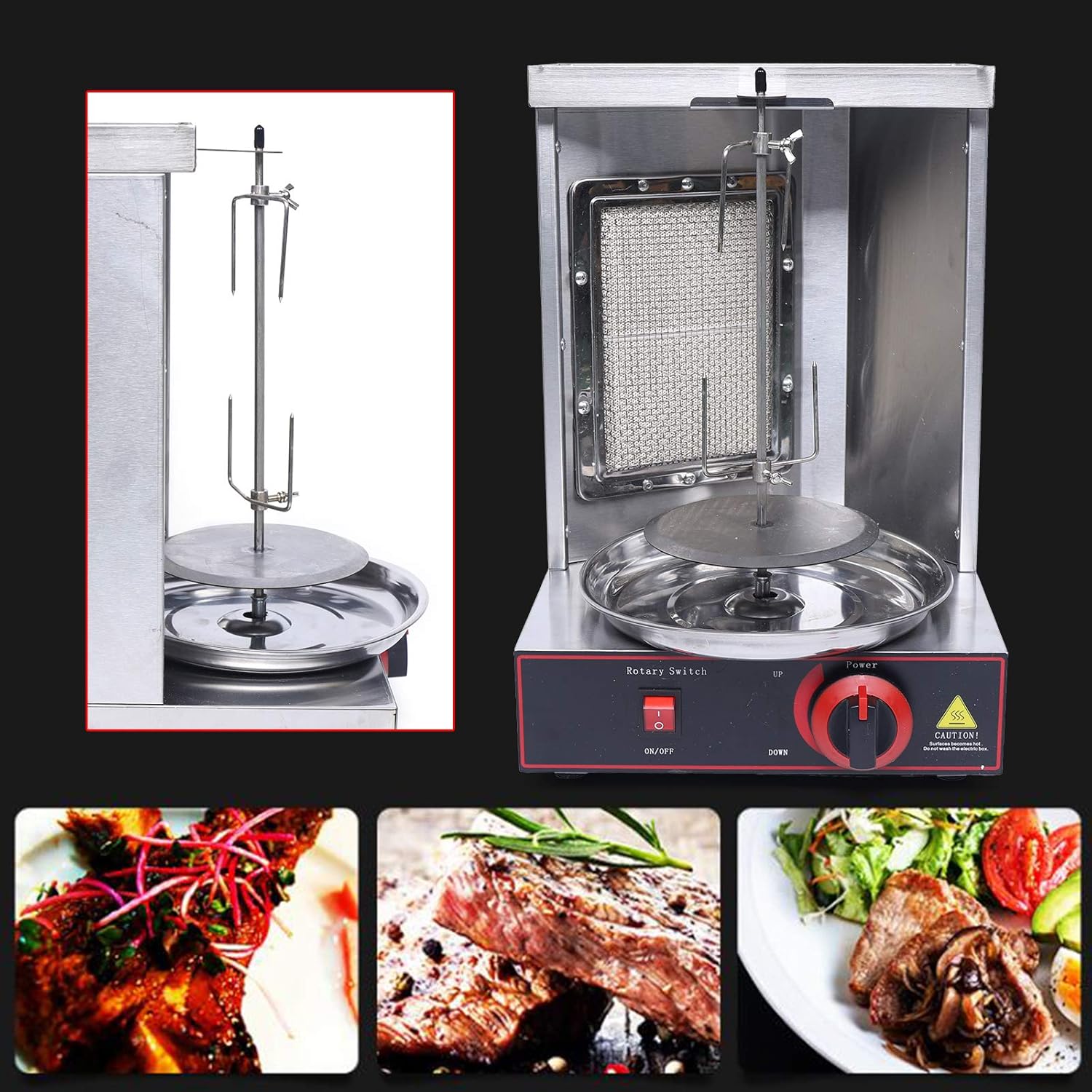 Asador de gas vertical Doner Kebab Gyro Grill Machine Commercial Shawarma Machine, para cocina de restaurante comercial en casa, máquina Doner Kebab