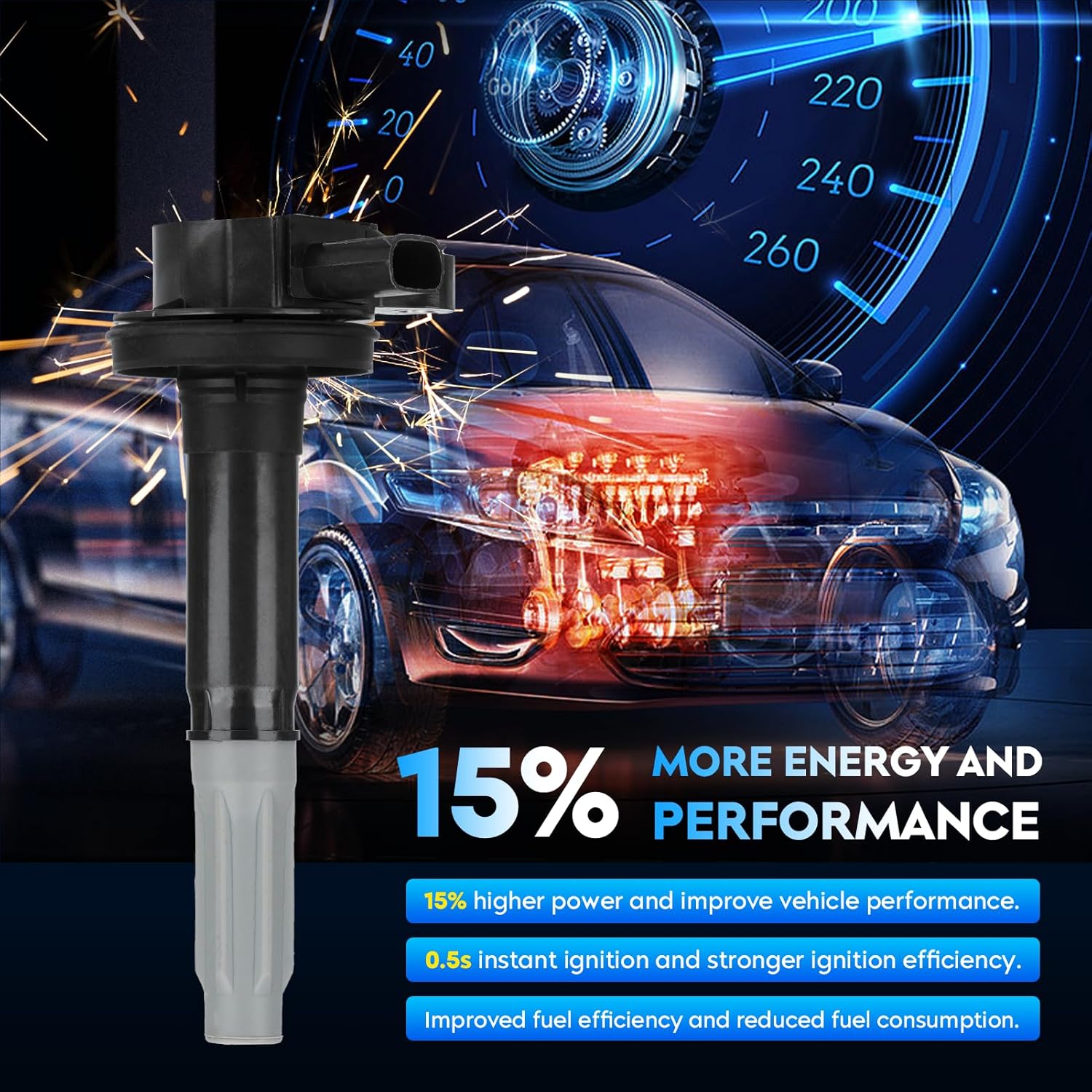 Paquete de bobinas de encendido + bujías de iridio para Ford F-150 2011 2012 2013 2014 2015 2016 5L, Ford Mustang 2011-2015 5L, UF-622 UF622 DG-542