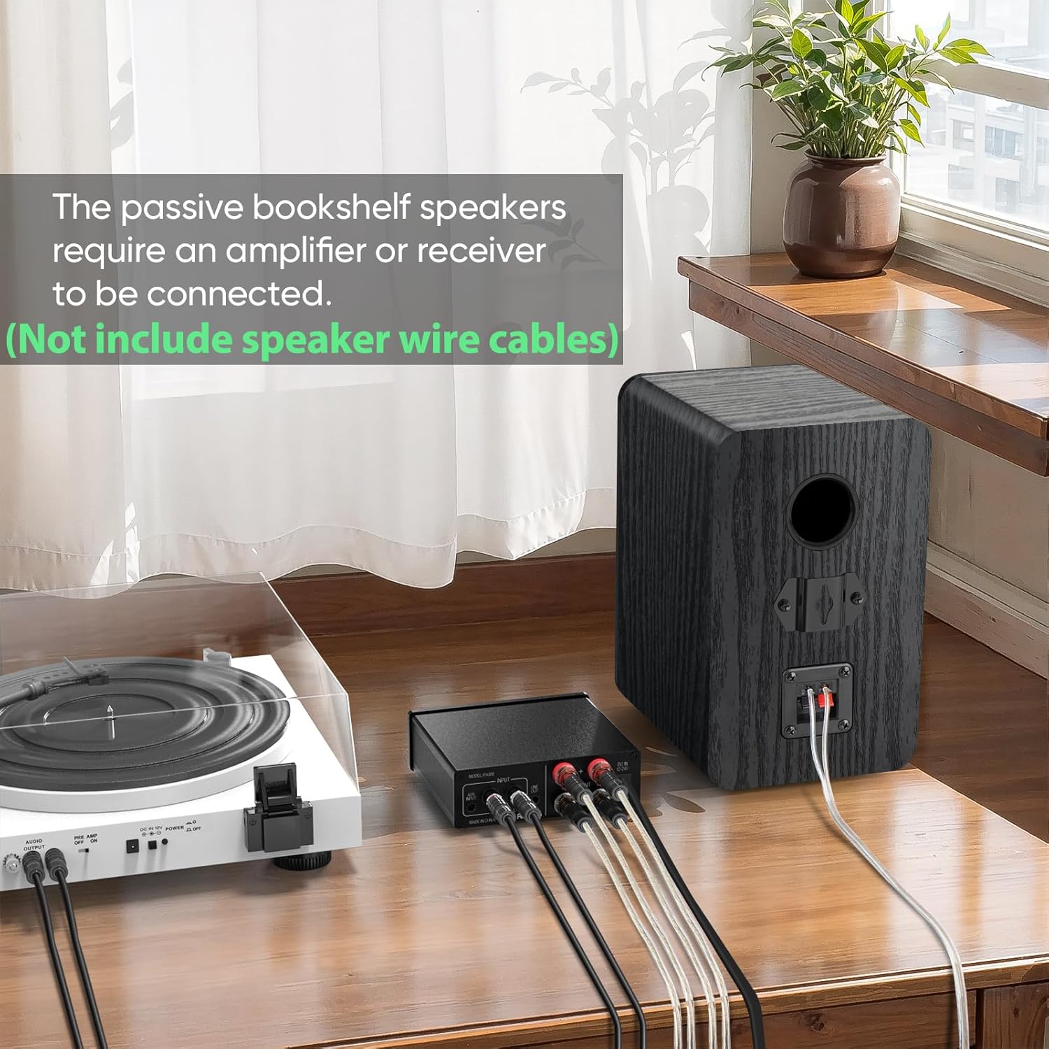 Saiyin Altavoces pasivos para estantería estéreo de escritorio o sonido envolvente de cine en casa, woofer de 3.5 pulgadas con tweeter de bocina,