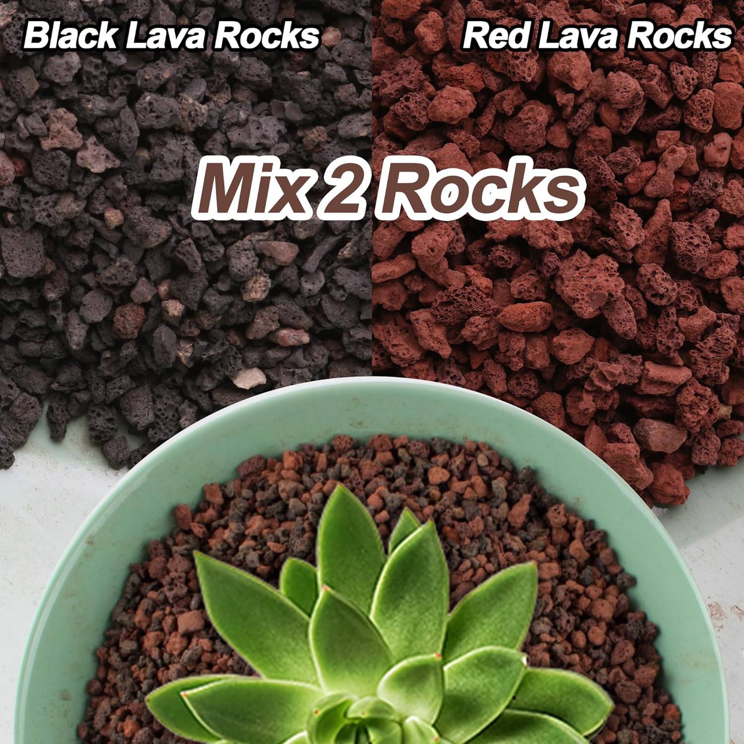 Mezcla de rocas de lava de 3 libras para plantas, para horticultura, roca volcánica, grava para paisajismo, drenaje, suculentas, bonsái, rellenos de