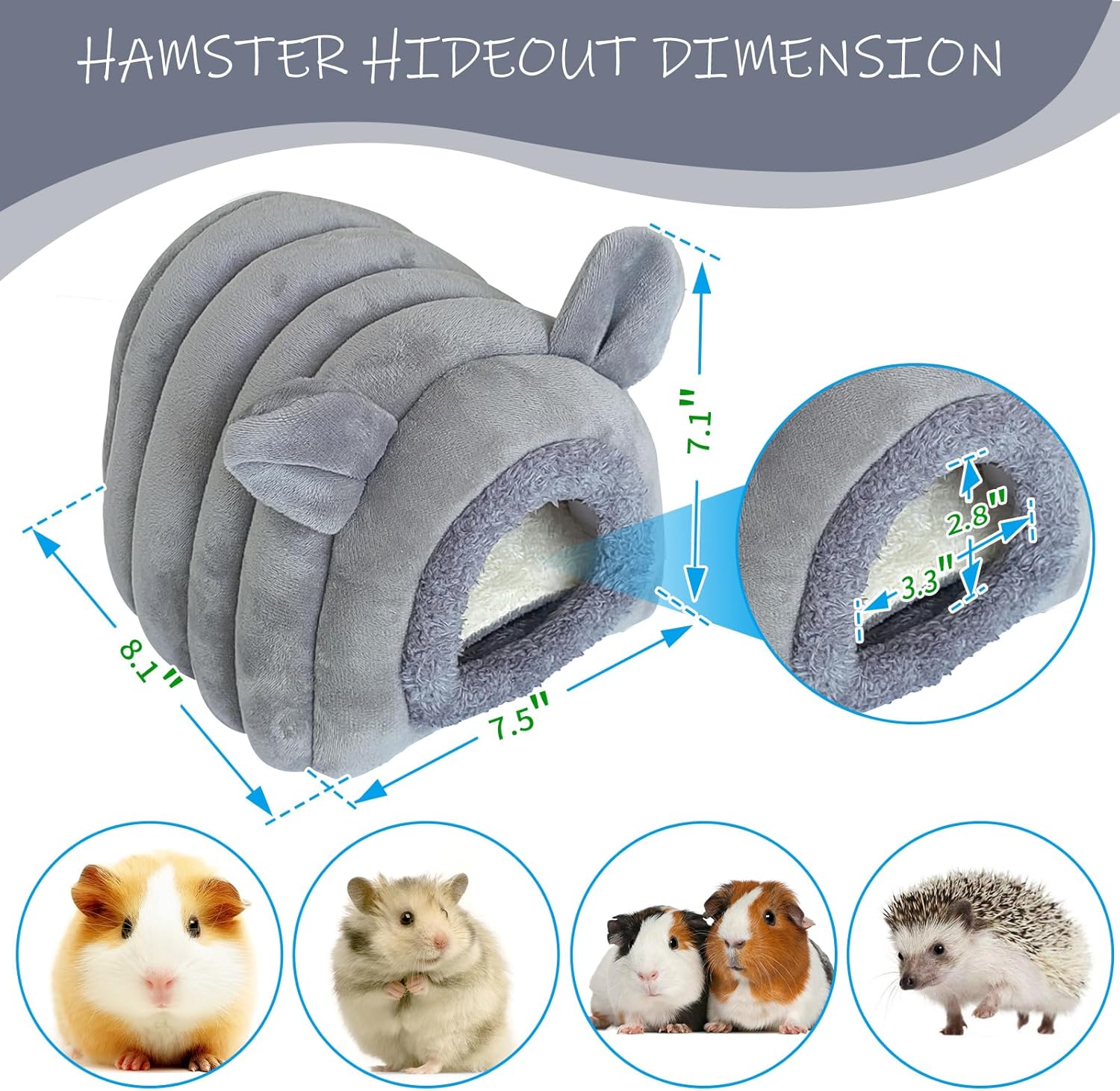 Cálida cama de conejillo de indias, escondite de conejillo de indias, cama para erizos, cama cueva para animales pequeños como conejillos de indias,