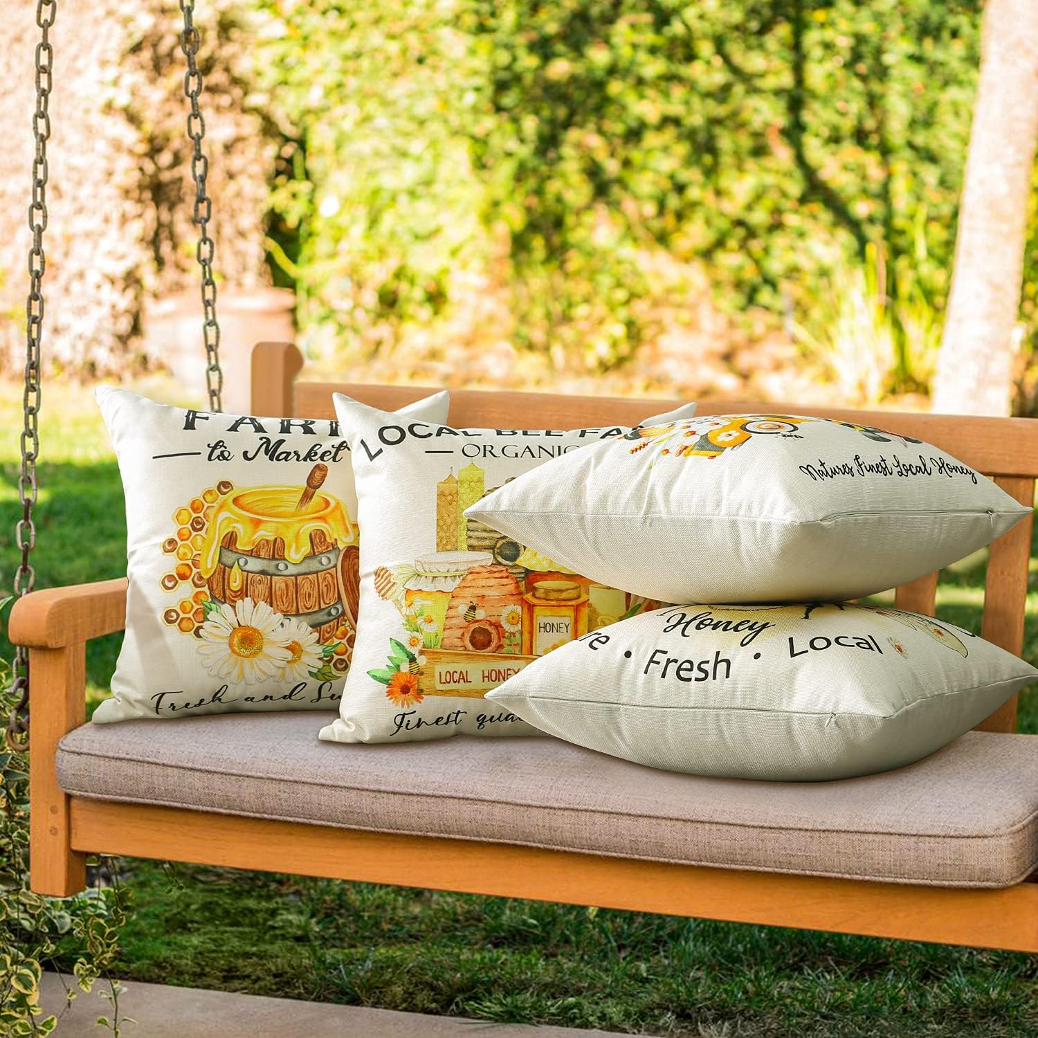OTOSTAR Paquete de 4 fundas de almohada impermeables para exteriores, decorativas, cuadradas, para jardín, 18 x 18 pulgadas, para decoración de