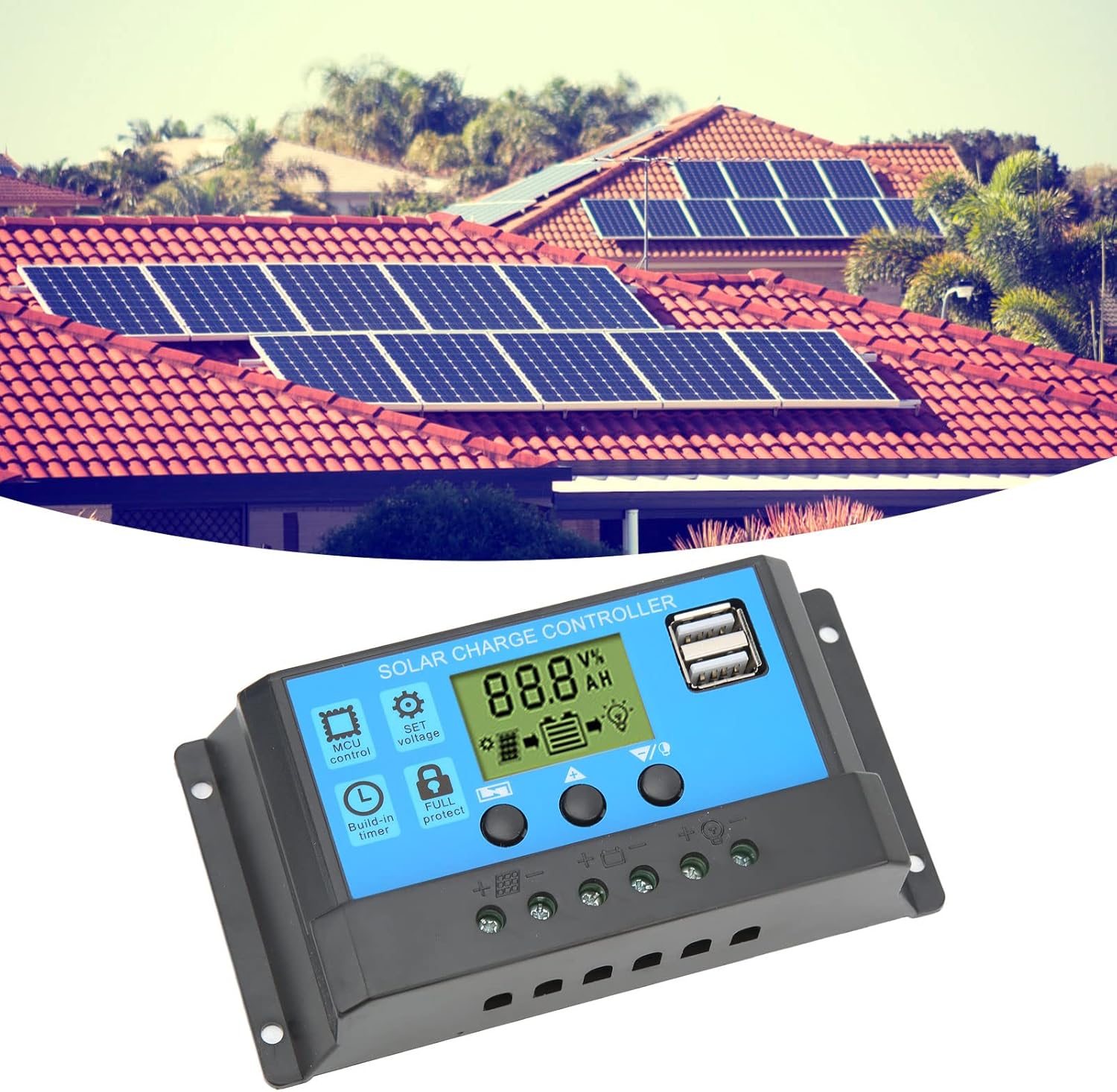 12V 24V Solar Charge Controller USB PWM Photovoltaic Solar Panel Charge Regulator with LCD Display – Efficient and Reliable Solar Energy Management
