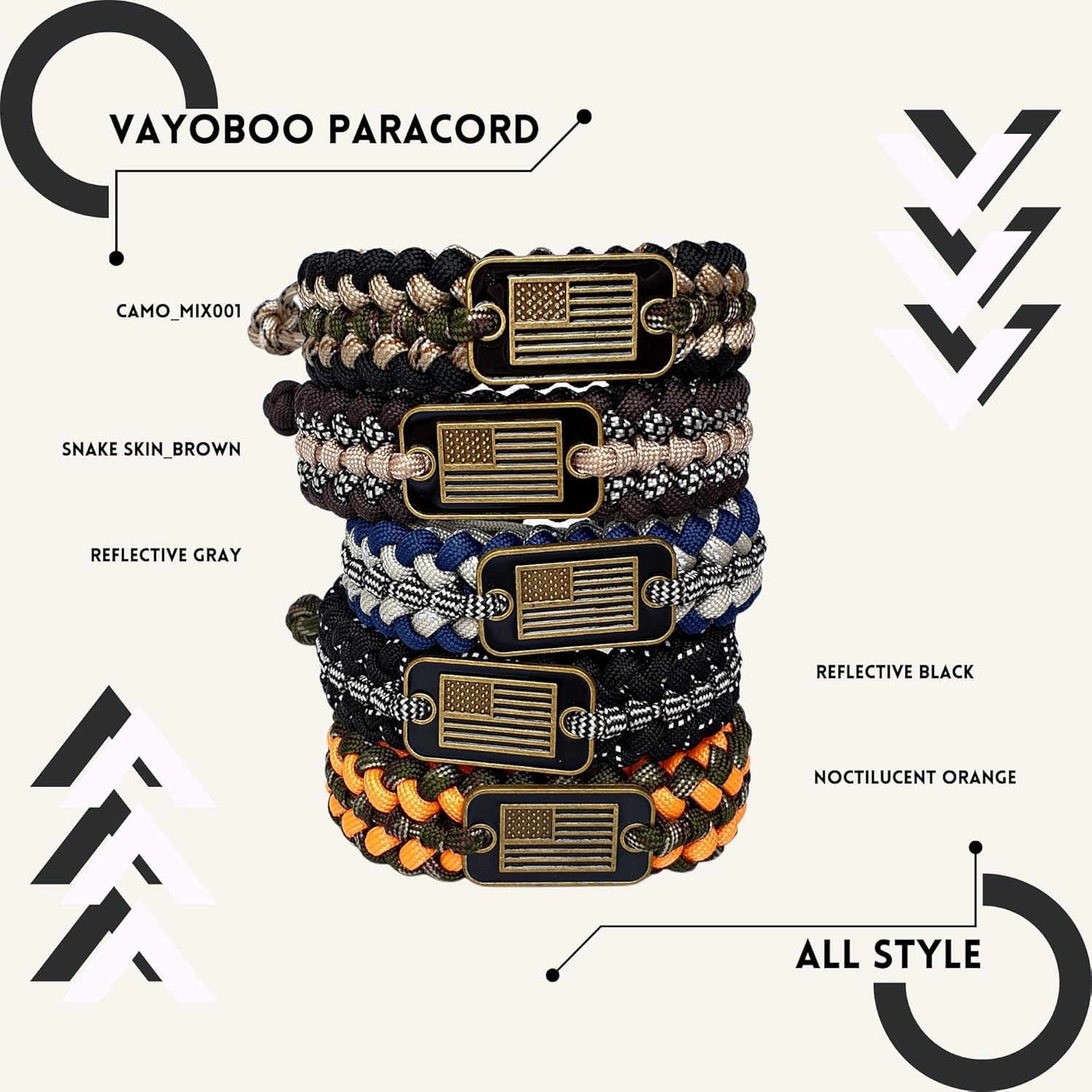 Pulsera de paracaídas  Pulseras militares de veteranos del ejército de Estados Unidos para hombres, pulsera táctica trenzada multiusos de