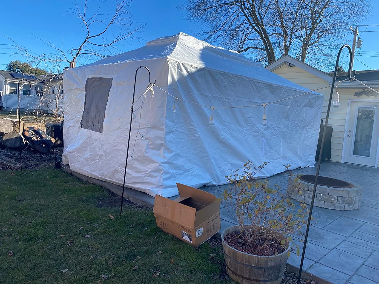 Domi Outdoor Living – Cubierta universal de invierno para cenadores de tapa dura, cubierta cerrada con paredes laterales y ventanas de malla,