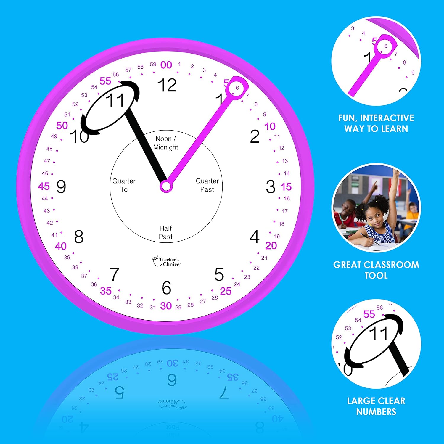 Teacher’s Choice Reloj de pared educativo