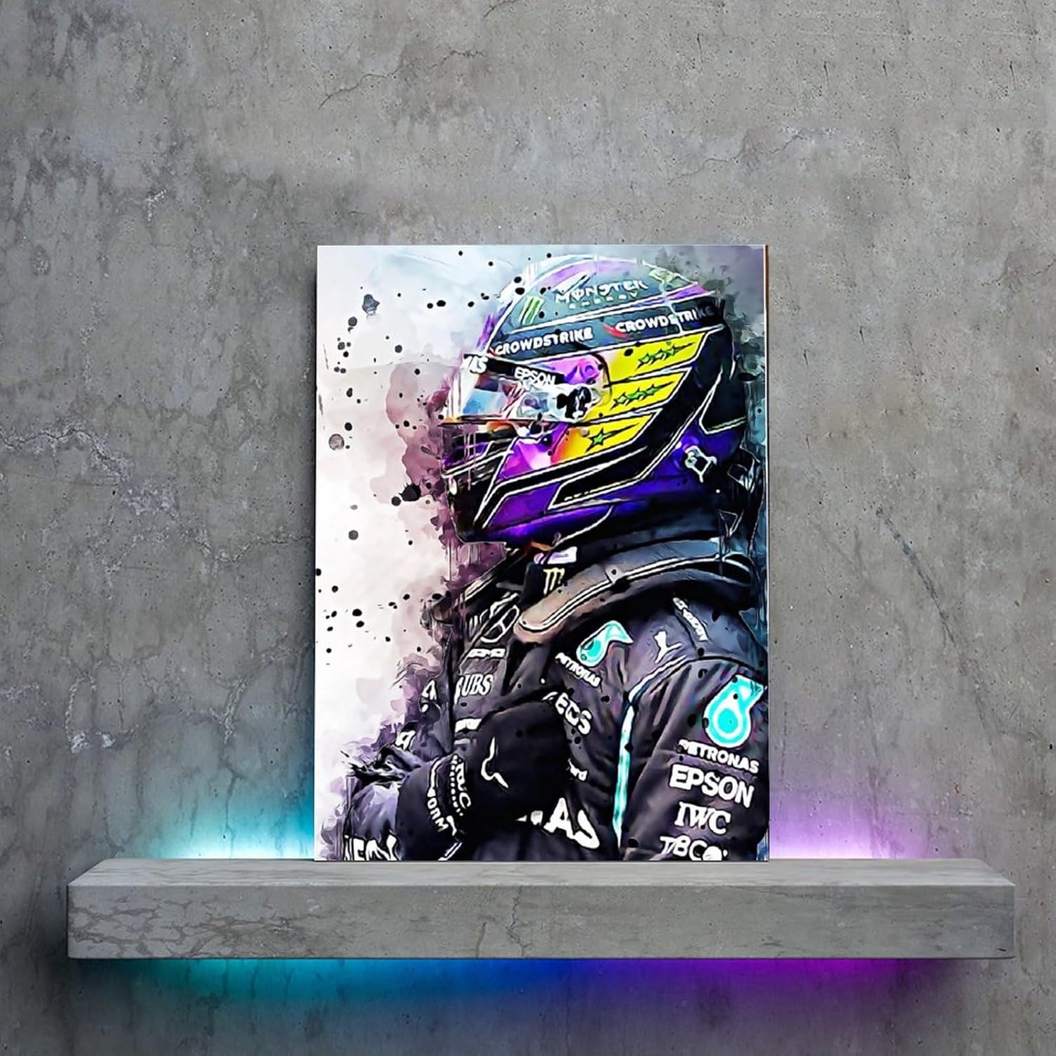AAHARYA Lewis Hamilton F1 – Póster de auto para decoración de pared (7) pósteres e impresiones de pintura en lienzo, cuadros artísticos de pared