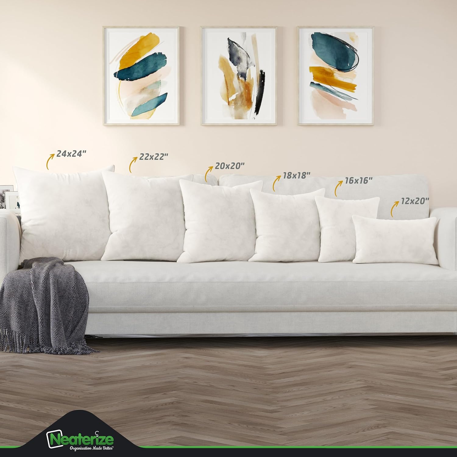 NEATERIZE Juego de 2 fundas de almohada de terciopelo de alta calidad de 20 x 20 pulgadas, color crema, fundas de almohada de tela decorativa