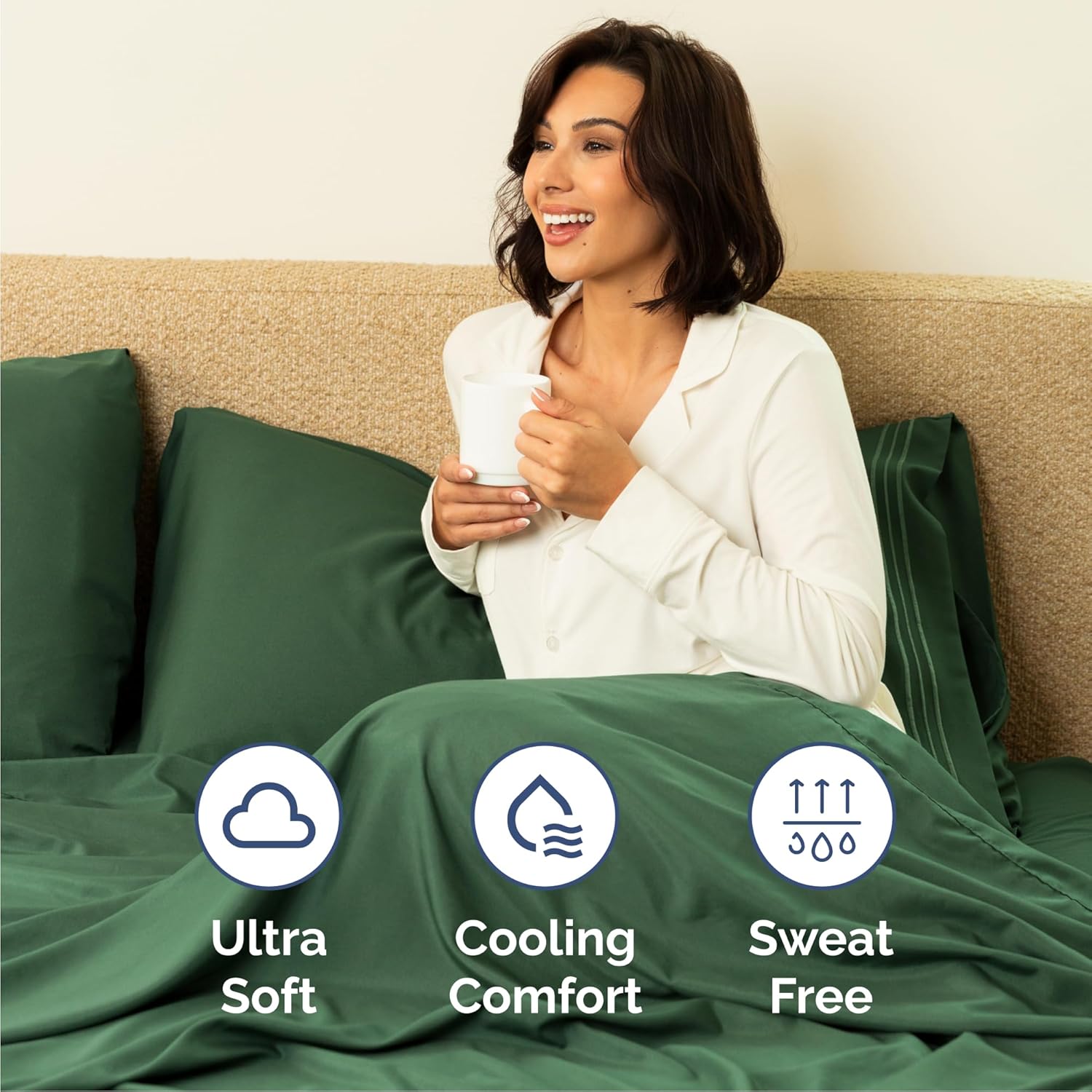 Juego de sábanas de 4 piezas tamaño California King, cómodo, transpirable y refrescante, ropa de cama de lujo de hotel para mujeres, hombres, niños