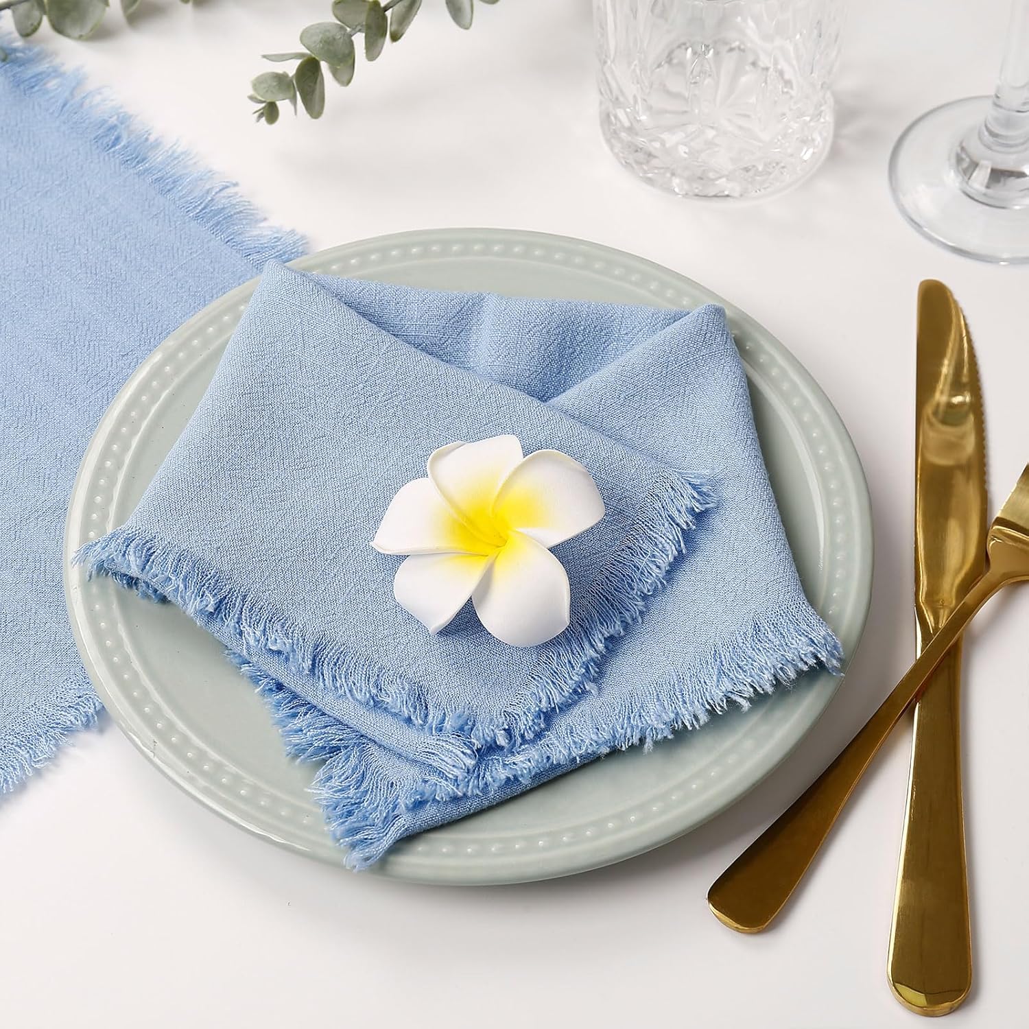 Juego de 8 servilletas de lino elegantes y duraderas para bodas, ocasiones especiales y uso diario, tela suave y absorbente, lavable a máquina y