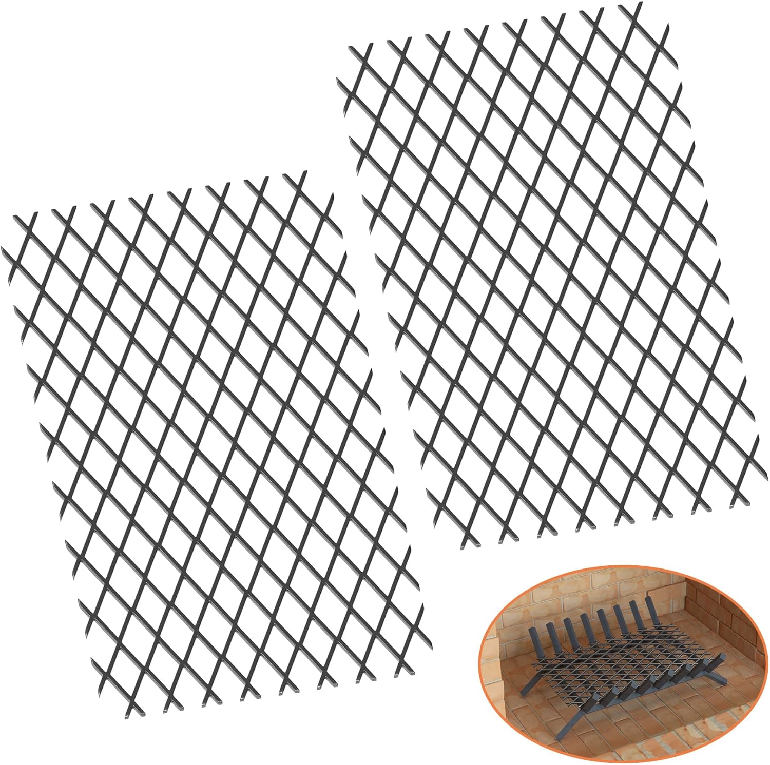 GCGOODS Retenedor de brasas de rejilla de chimenea, brasas de acero para rejillas de chimenea, accesorio de combustión de chimenea, apto para la