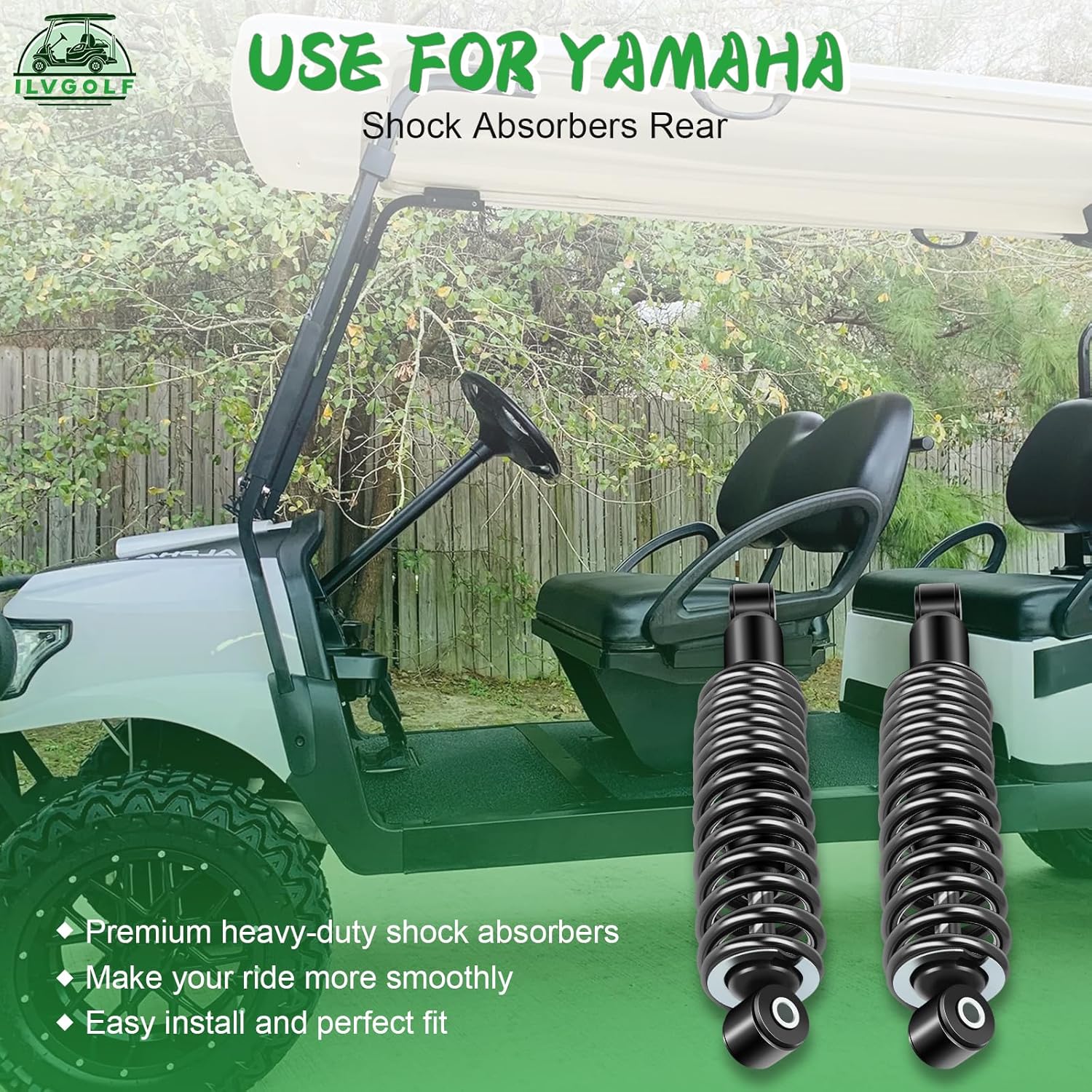 ILVGOLF Kit de amortiguador trasero para carrito de golf de 2 piezas para Yamaha G29 Drive Gas o Electric 2007-2016, OEM JW1-F2210-00-00,