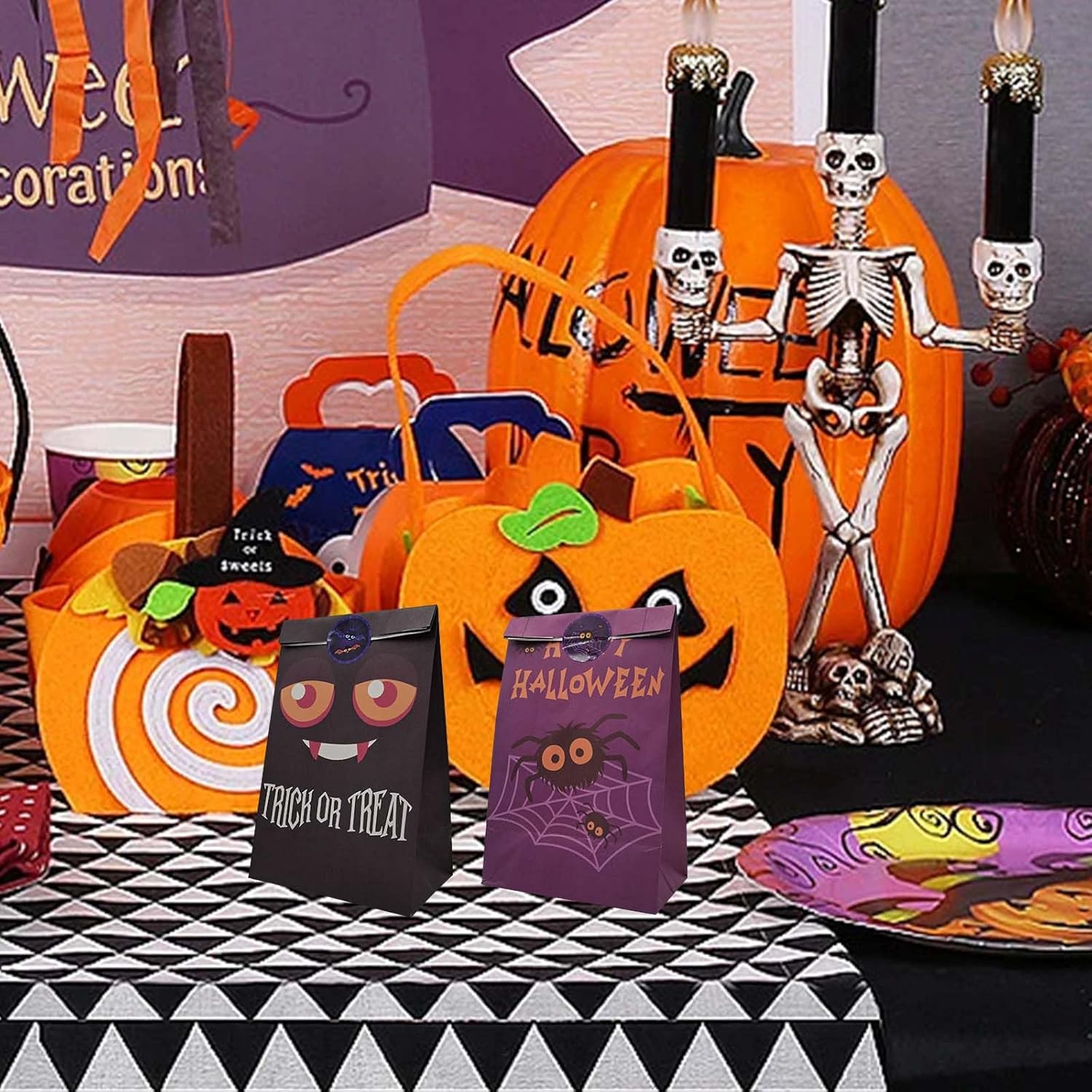 Hommay Bolsas de dulces de Halloween, 40 bolsas de papel de Halloween, bolsas de regalo de dulce o dulce a granel, pequeñas bolsas de dulces de