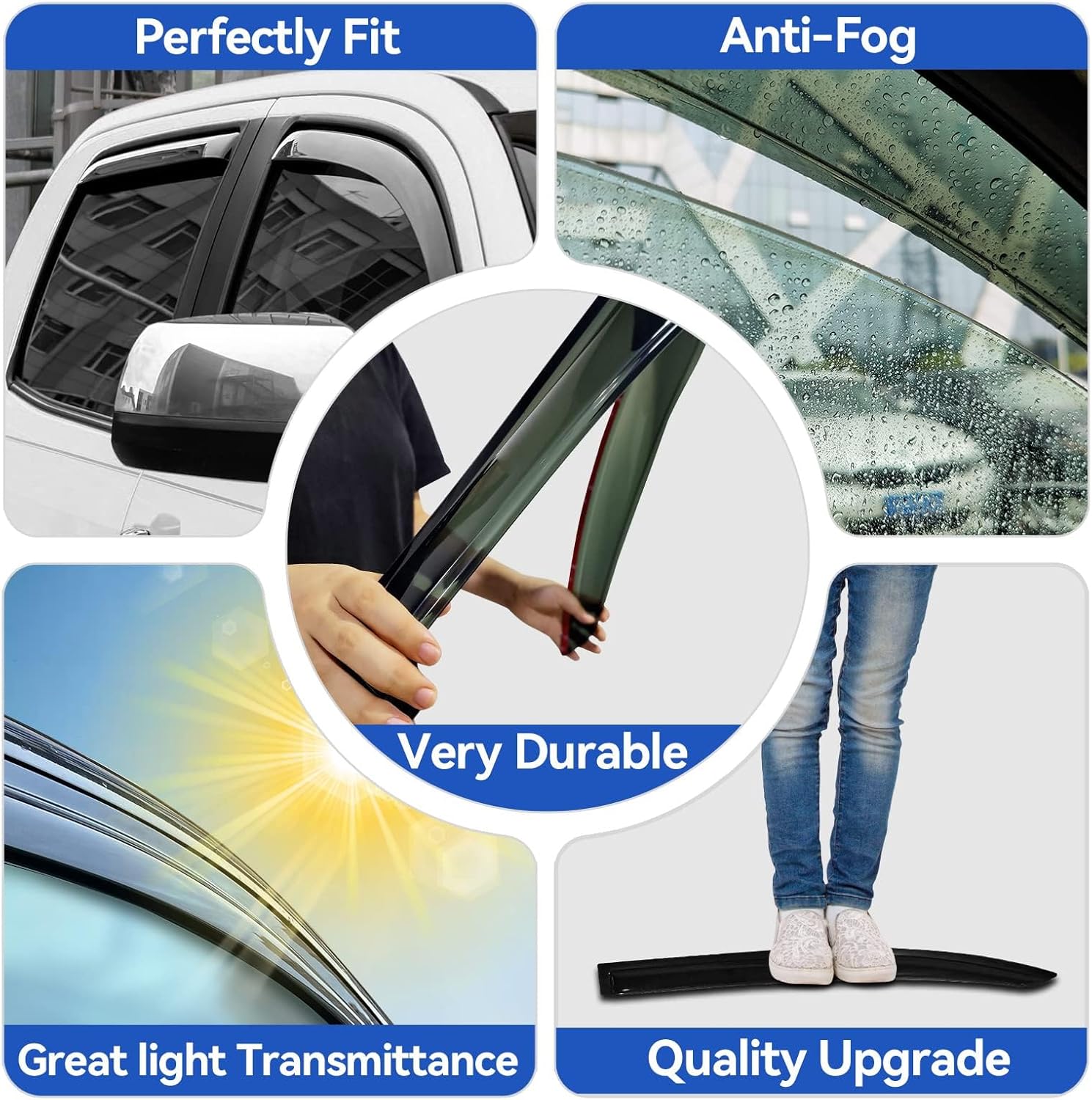 Protectores de lluvia de ventana para Ford F250 F350 Super Duty SuperCab 1999-2016, viseras de ventilación de ventana, deflectores de viento para
