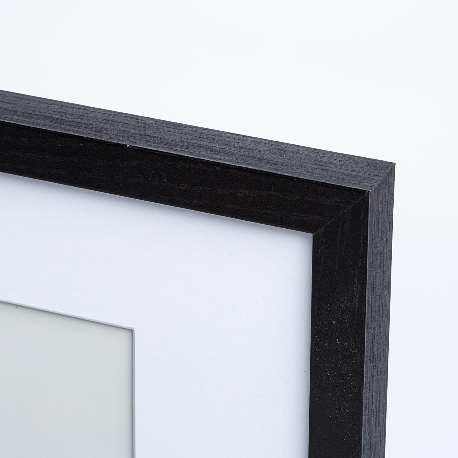 Marco de fotos de madera negra de 11 x 14 pulgadas con paspartú de 8 x 10 pulgadas, marco de fotos de madera maciza con acabado venner y parte