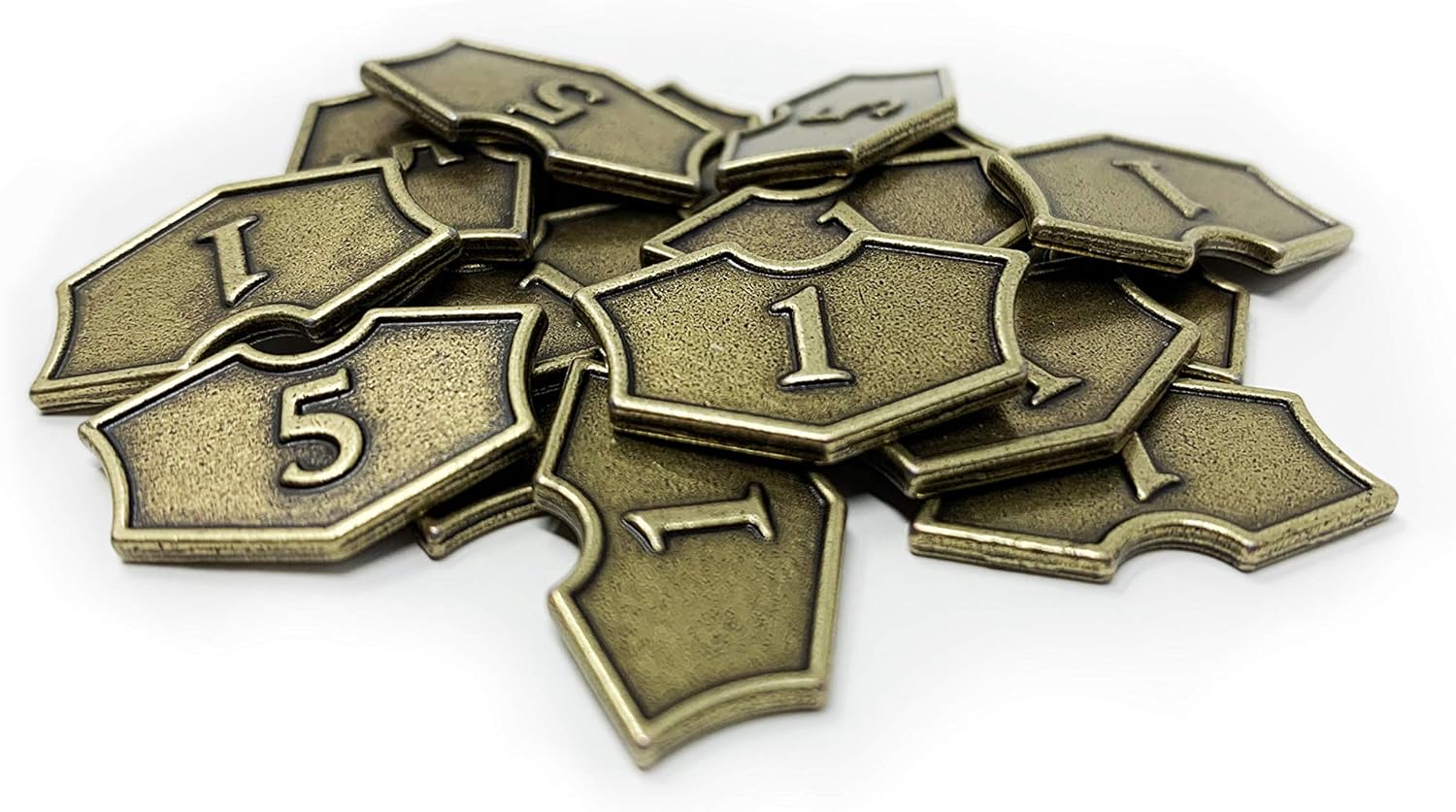 Citadel Black MTG – Juego de 20 fichas de metal para lealtad, con bolsa de cordón de terciopelo, fichas de metal con acabado dorado antiguo, Magic