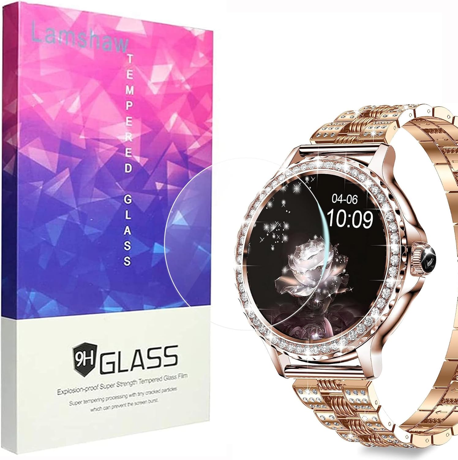 Lamshaw Protector de pantalla compatible con Fitonus Smart Watch, 3 unidades Película protectora de pantalla de vidrio templado 9H compatible con
